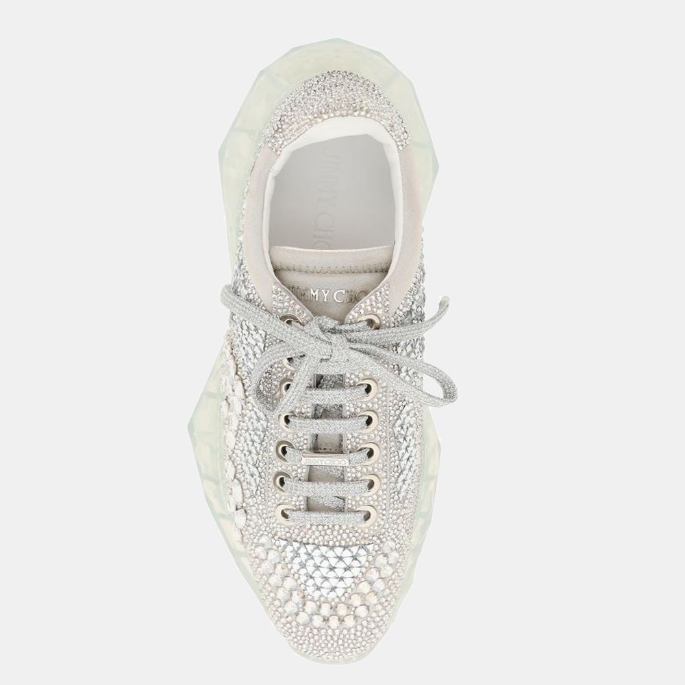 

Jimmy Choo White Crystal Shimmer Sneaker Size EU