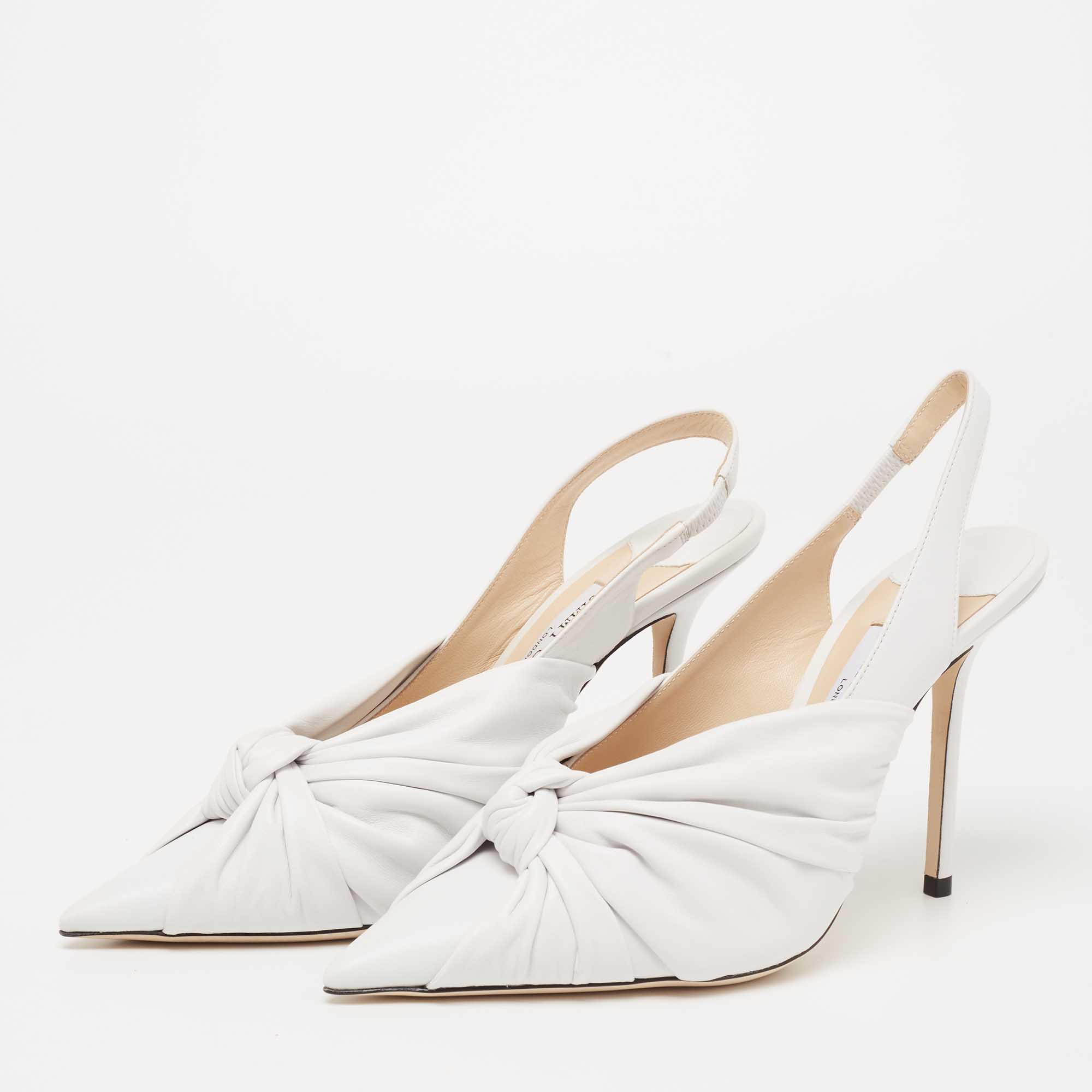 

Jimmy Choo White Leather Annabell Slingback Sandals Size