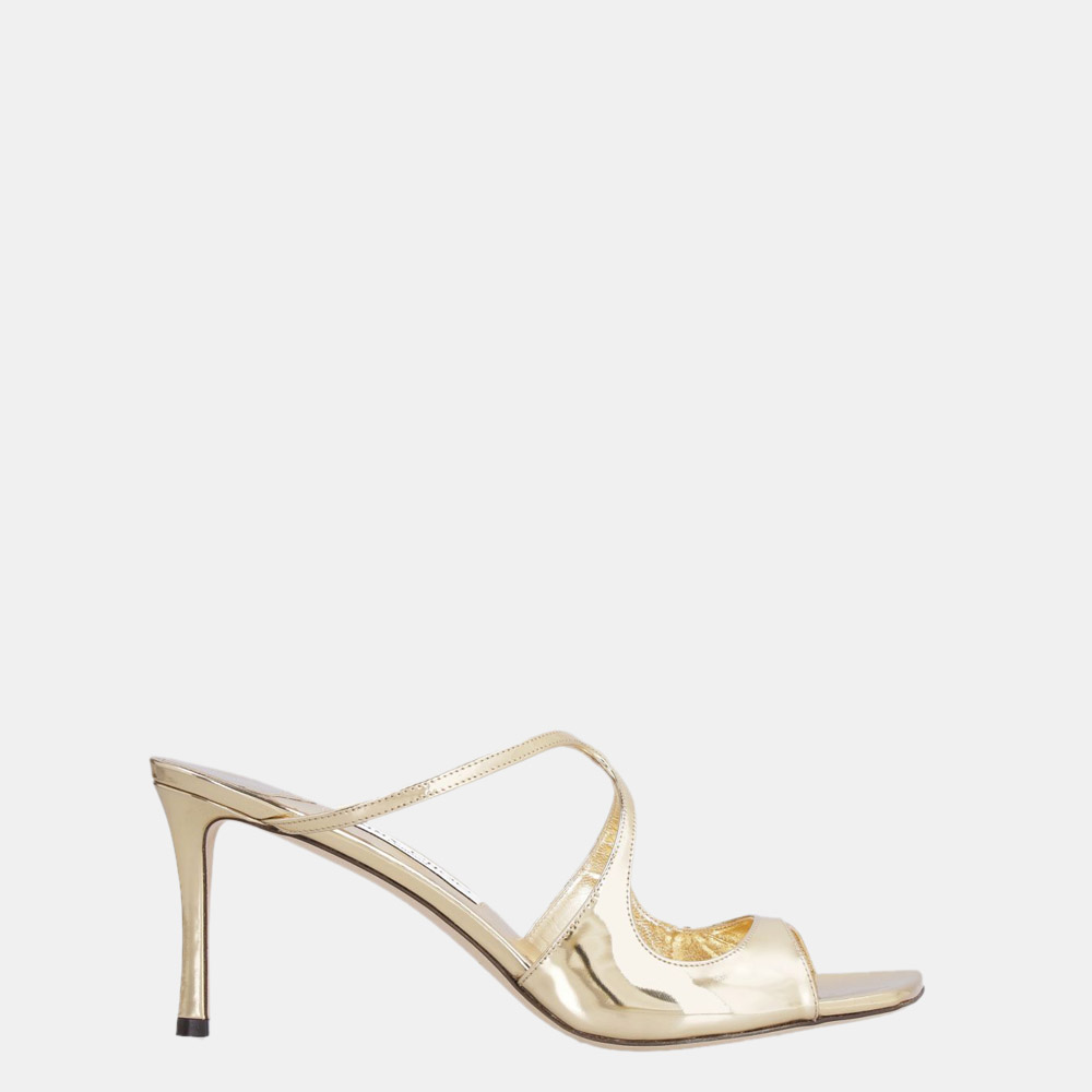 

Jimmy Choo Gold Liquid Metal Leather Anise Mules Size EU