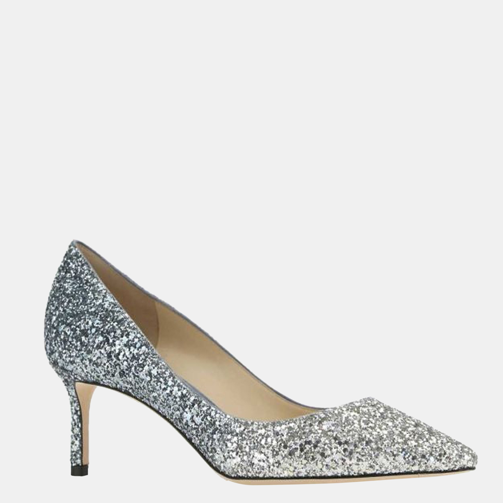 

Jimmy Choo Silver Glitter Pumps Size EU