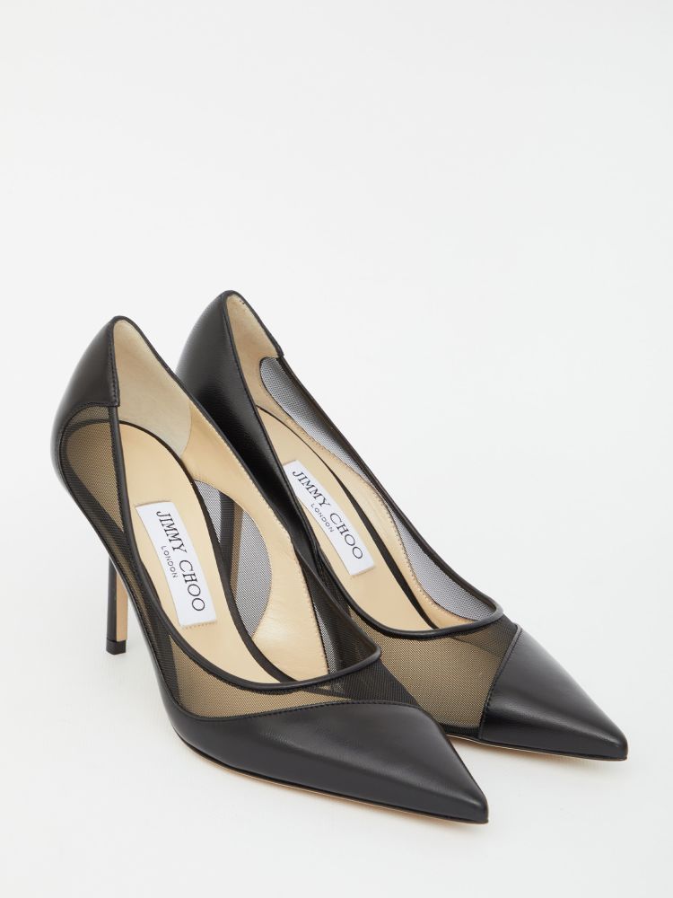 

Jimmy Choo Black Nappa Leather and Mesh Love 85 Pumps Size EU