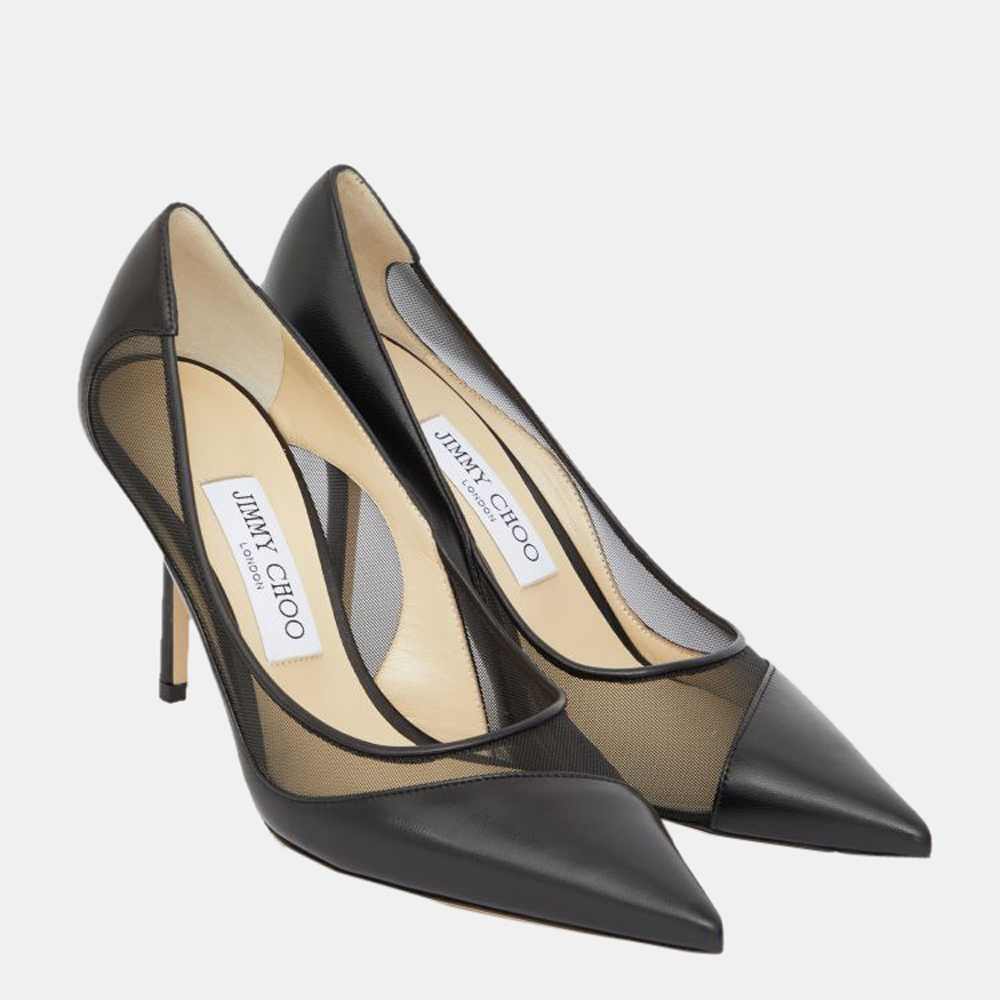 

Jimmy Choo Black Nappa and Mesh Love 85 Pointed-Toe Pumps Size EU