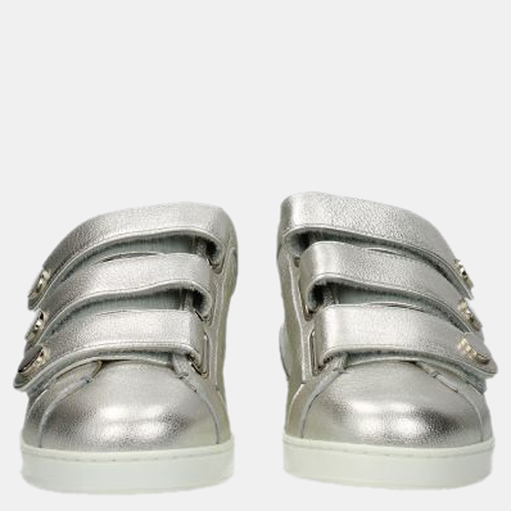 

Jimmy Choo Silver/Platinum Leather Sneakers Size US 5.5 EU