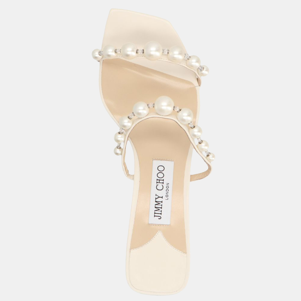 

Jimmy Choo White Leather Amara 45 Sandals Size IT