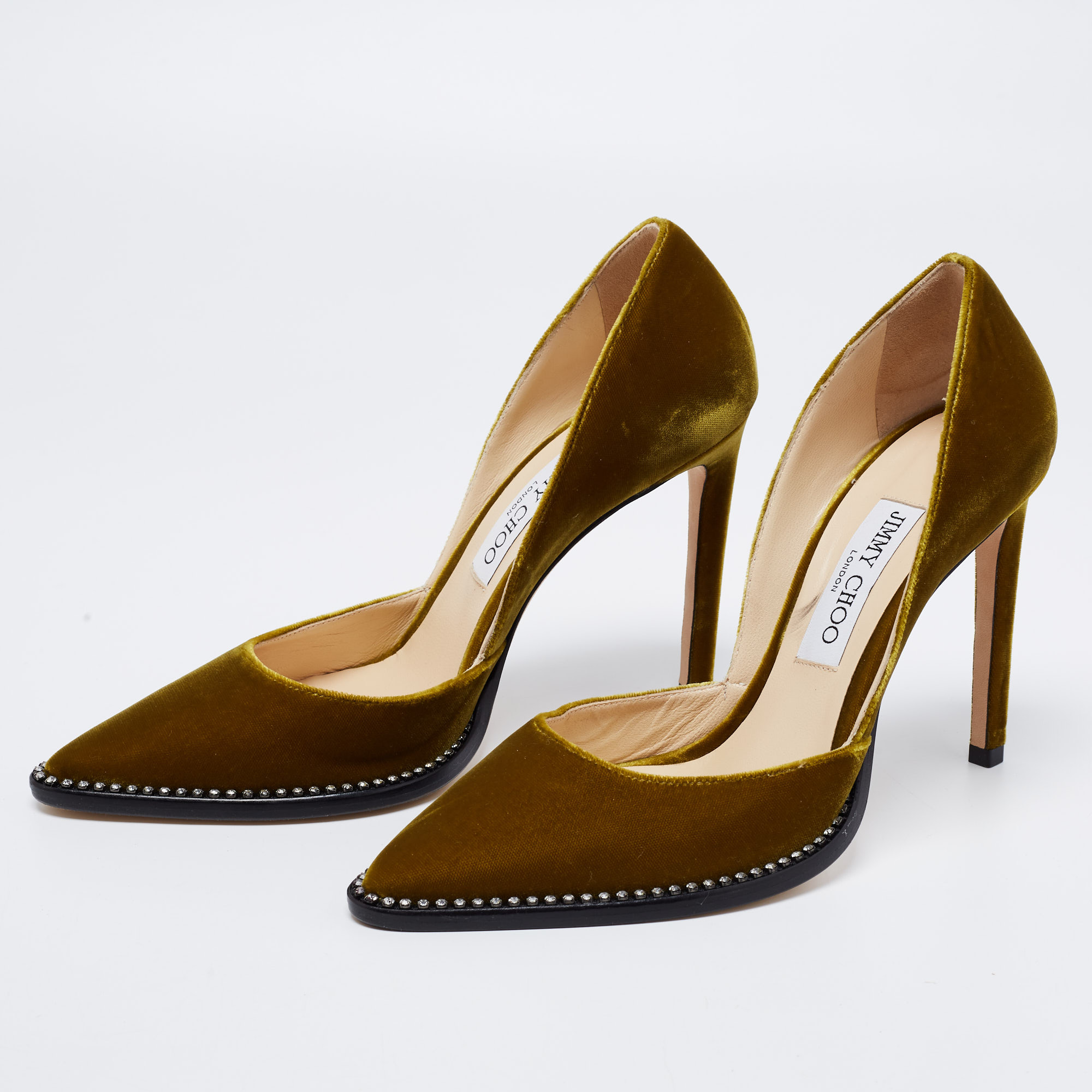 

Jimmy Choo Olive Green Velvet Babette Pumps Size