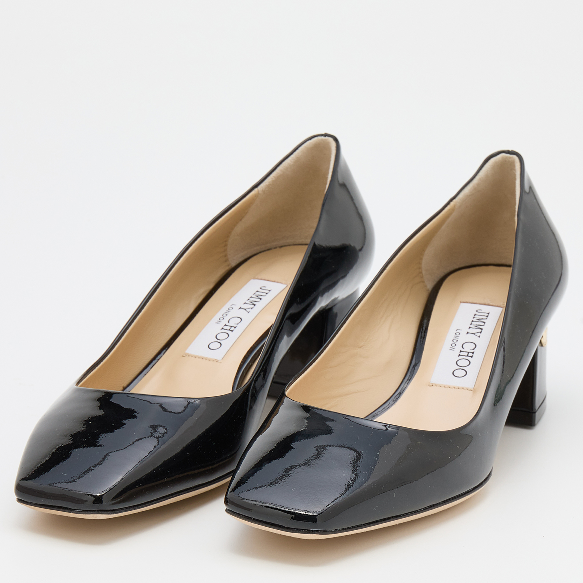 

Jimmy Choo Black Patent Leather Dianne Block Heel Pumps Size