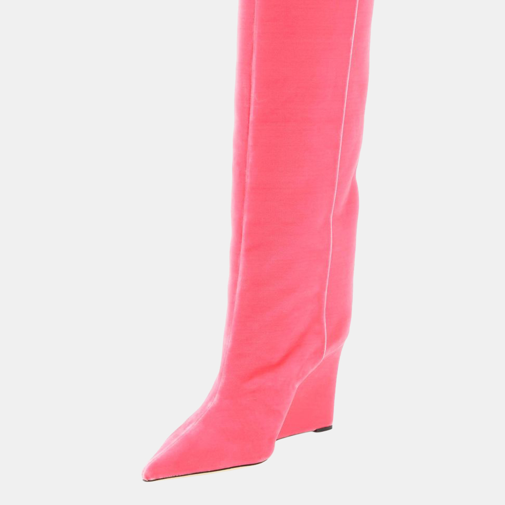 

Jimmy Choo Pink Velvet Blake 85 Boots Size EU
