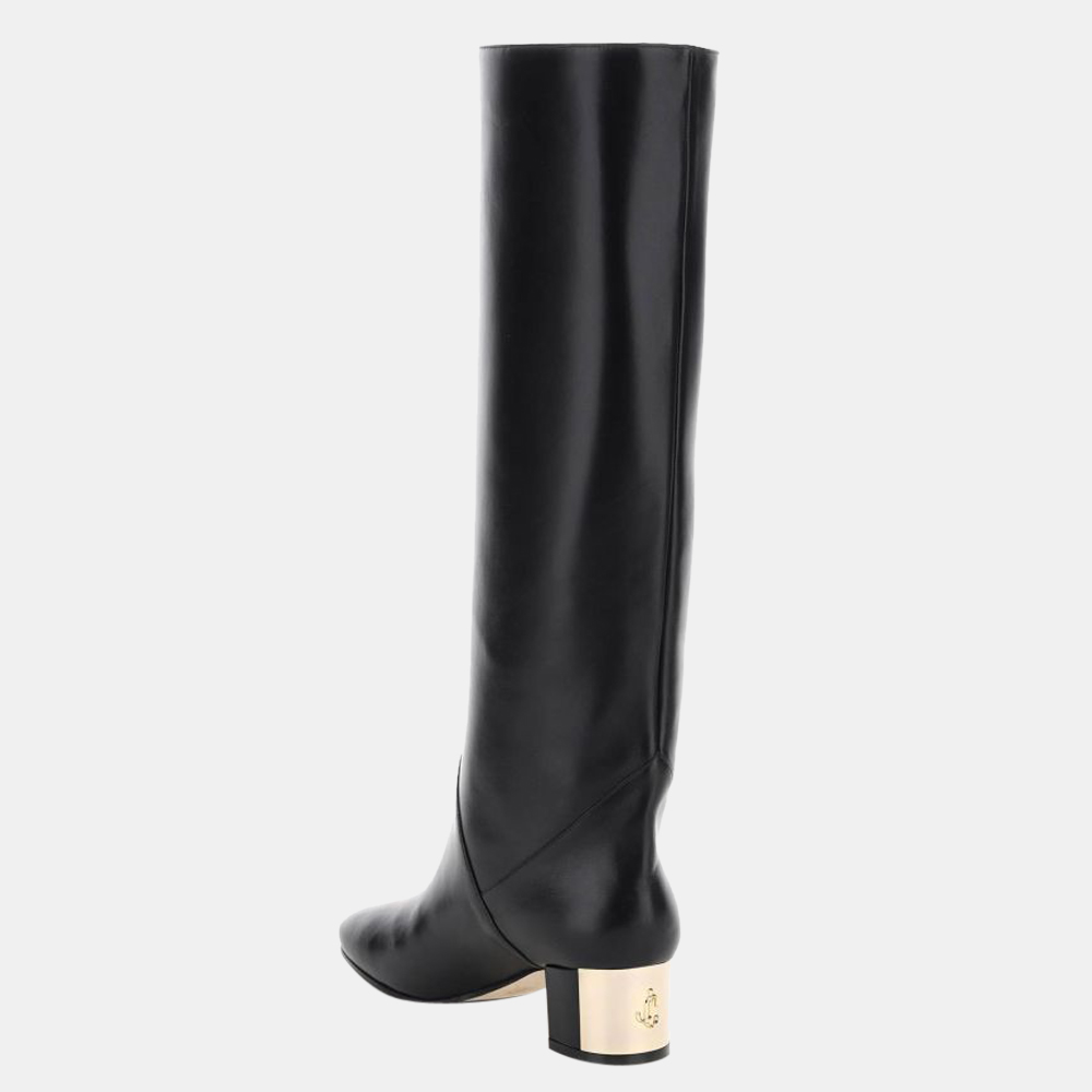 

Jimmy Choo Black Nappa Leather Rydea 45 Boots Size EU