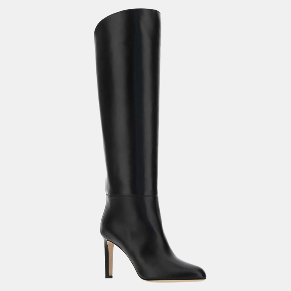 

Jimmy Choo Black Calf Leather Karter 85 Knee-High Boots Size EU