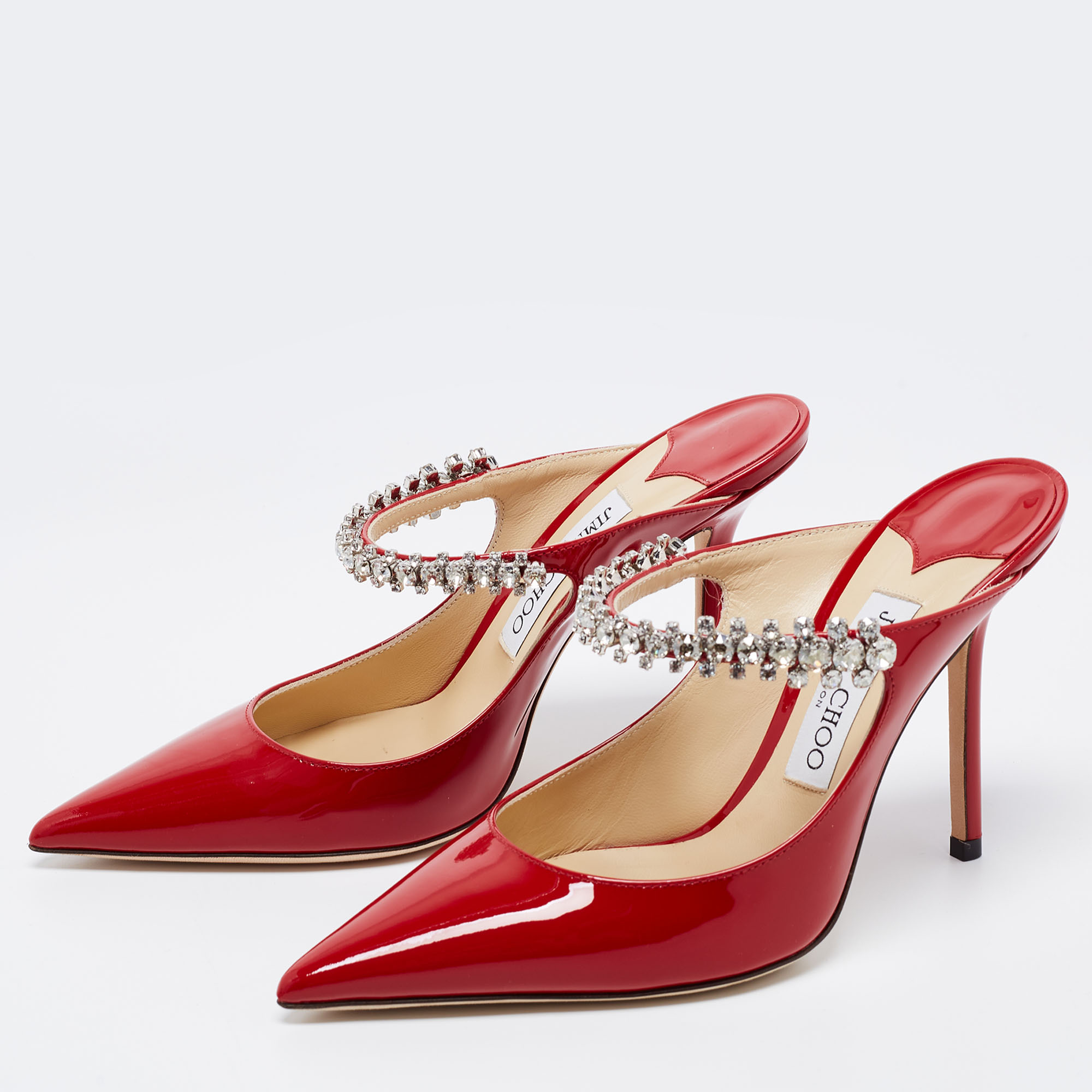 

Jimmy Choo Red Patent Leather Mules Sandals Size