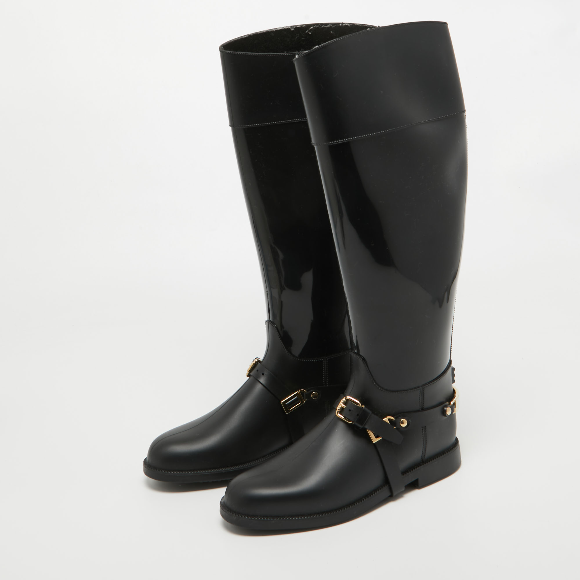 

Jimmy Choo Black Rubber Rain Boots Size