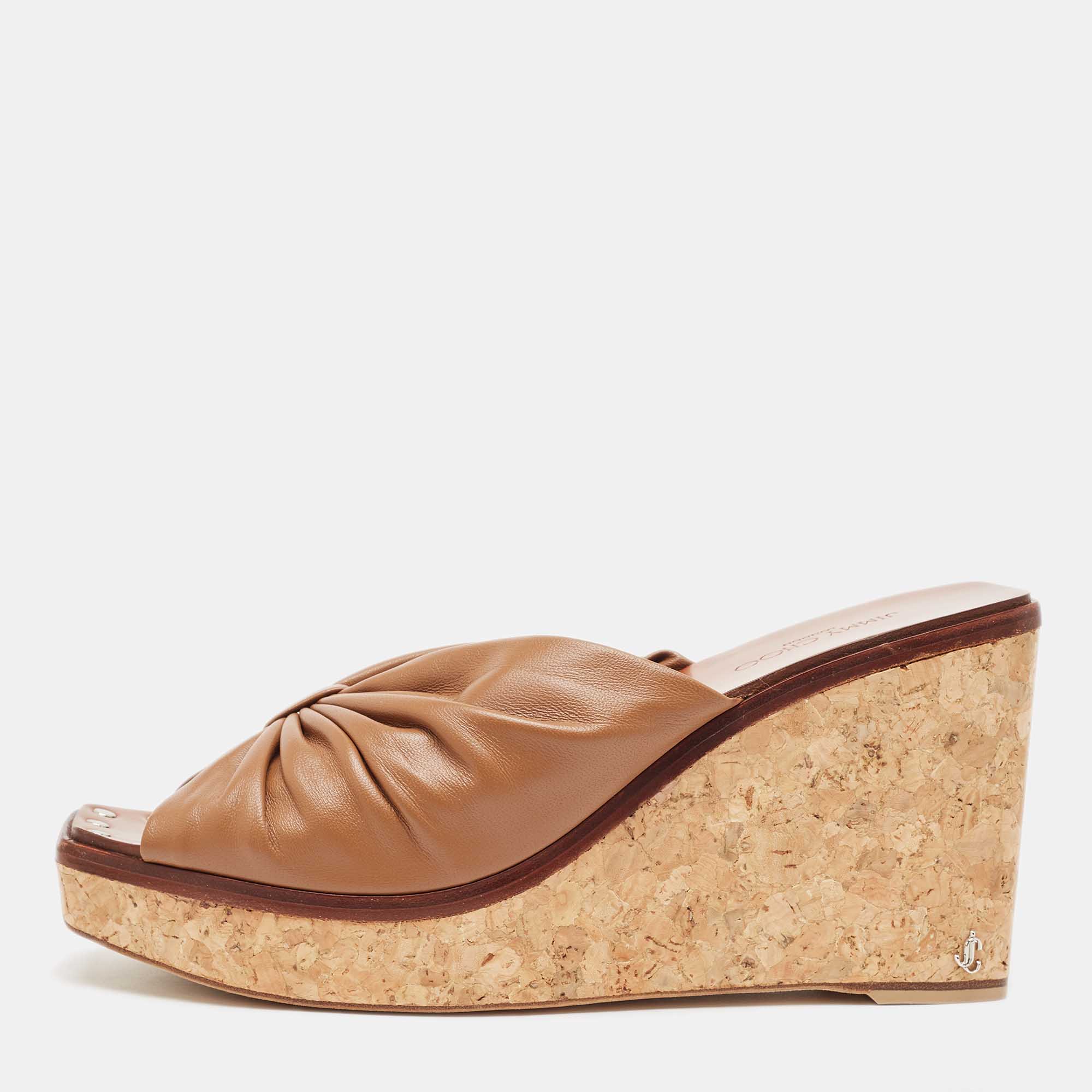 

Jimmy Choo Brown Leather Wedge Sandals Size