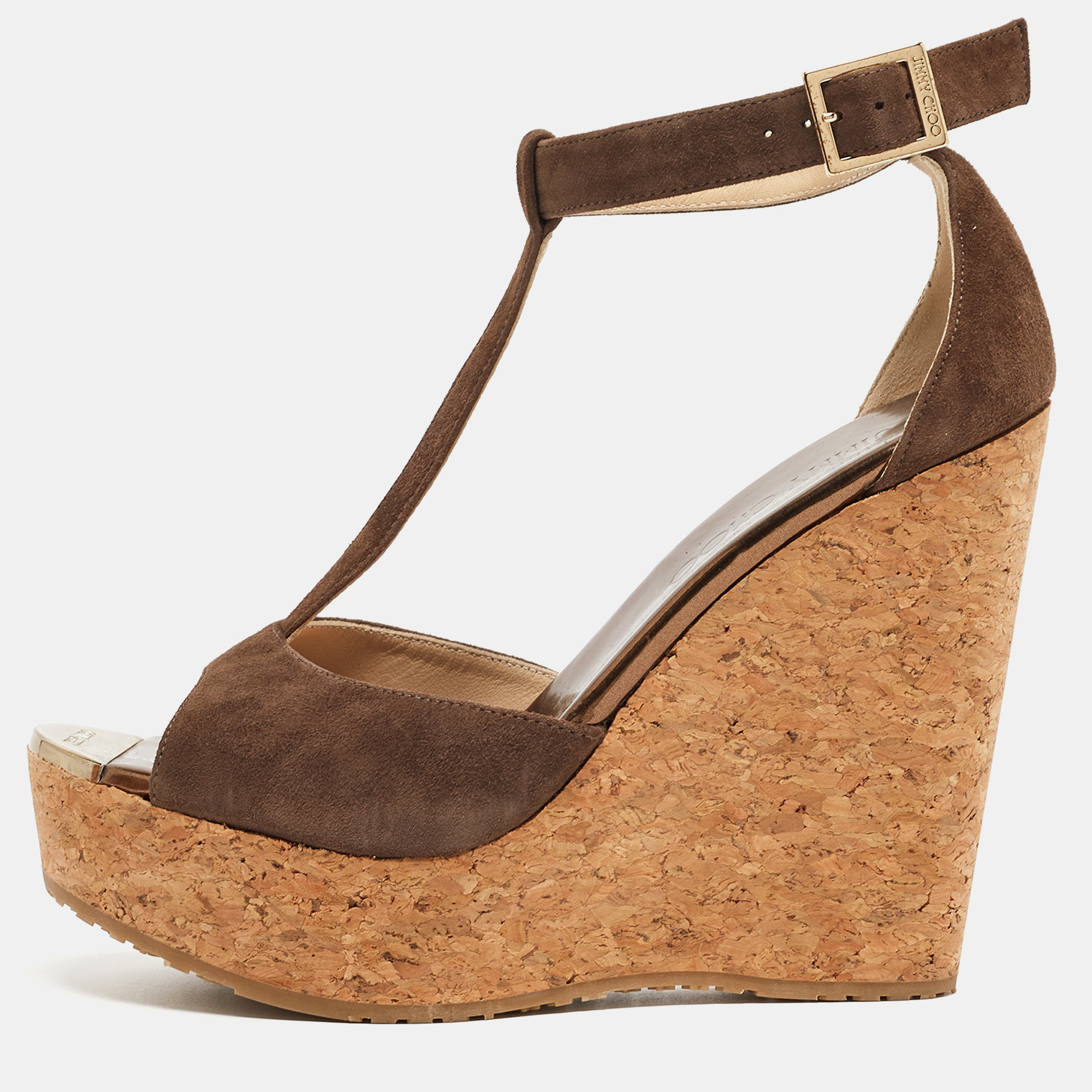 

Jimmy Choo Brown Suede Wedge Sandals Size