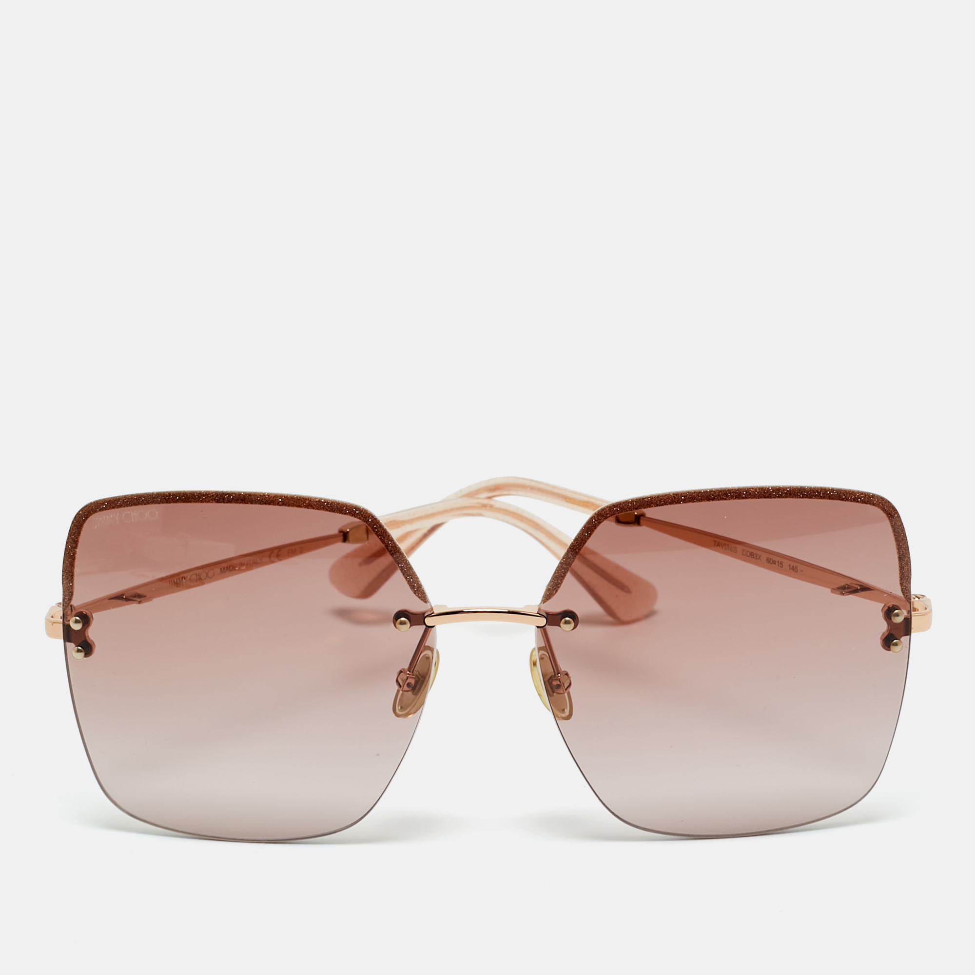Pre-owned Jimmy Choo Pink/rose Gold Tavi/n/s Ddb3x Square Sunglasses