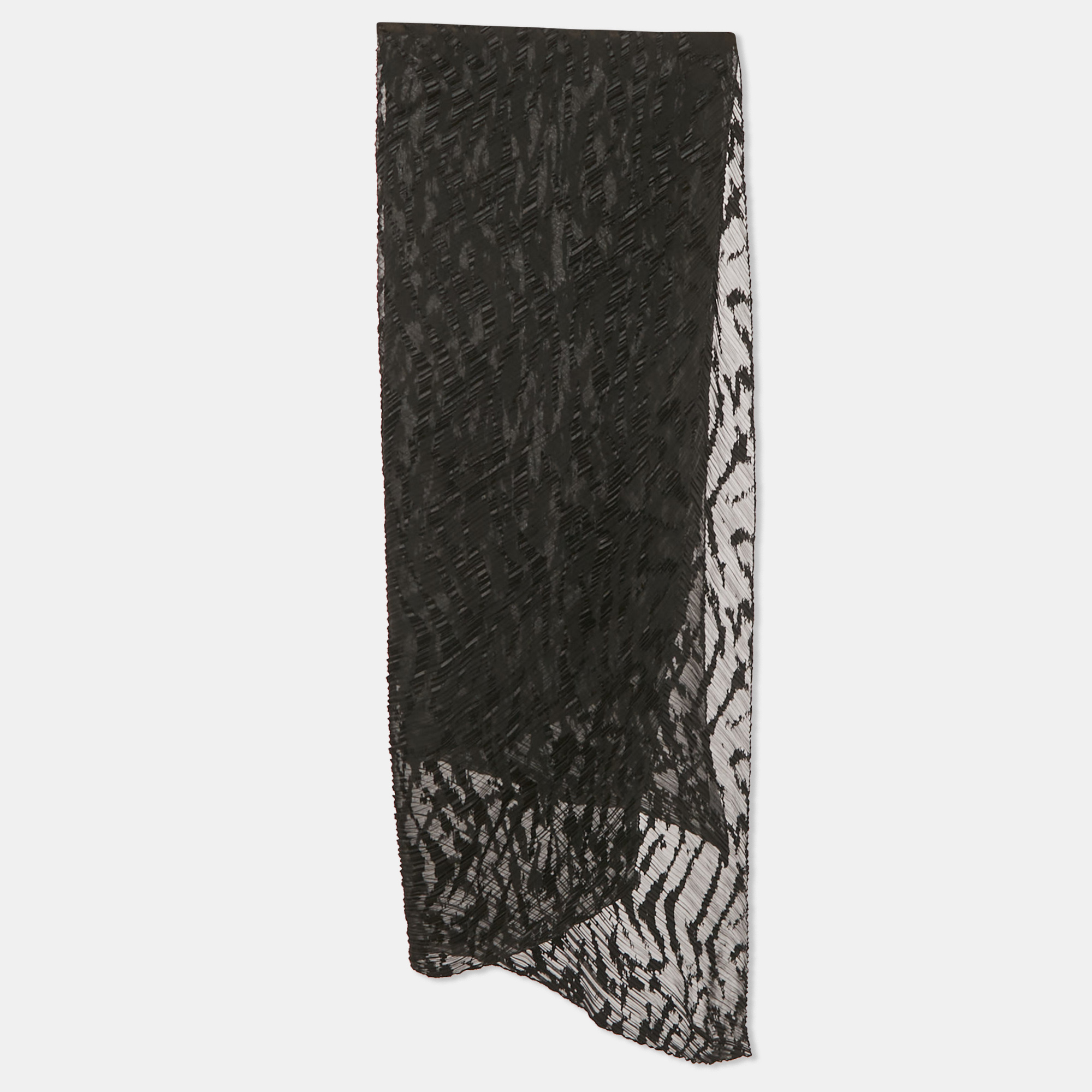 Pre-owned Jimmy Choo Black Patterned Crushed Silk Scarf