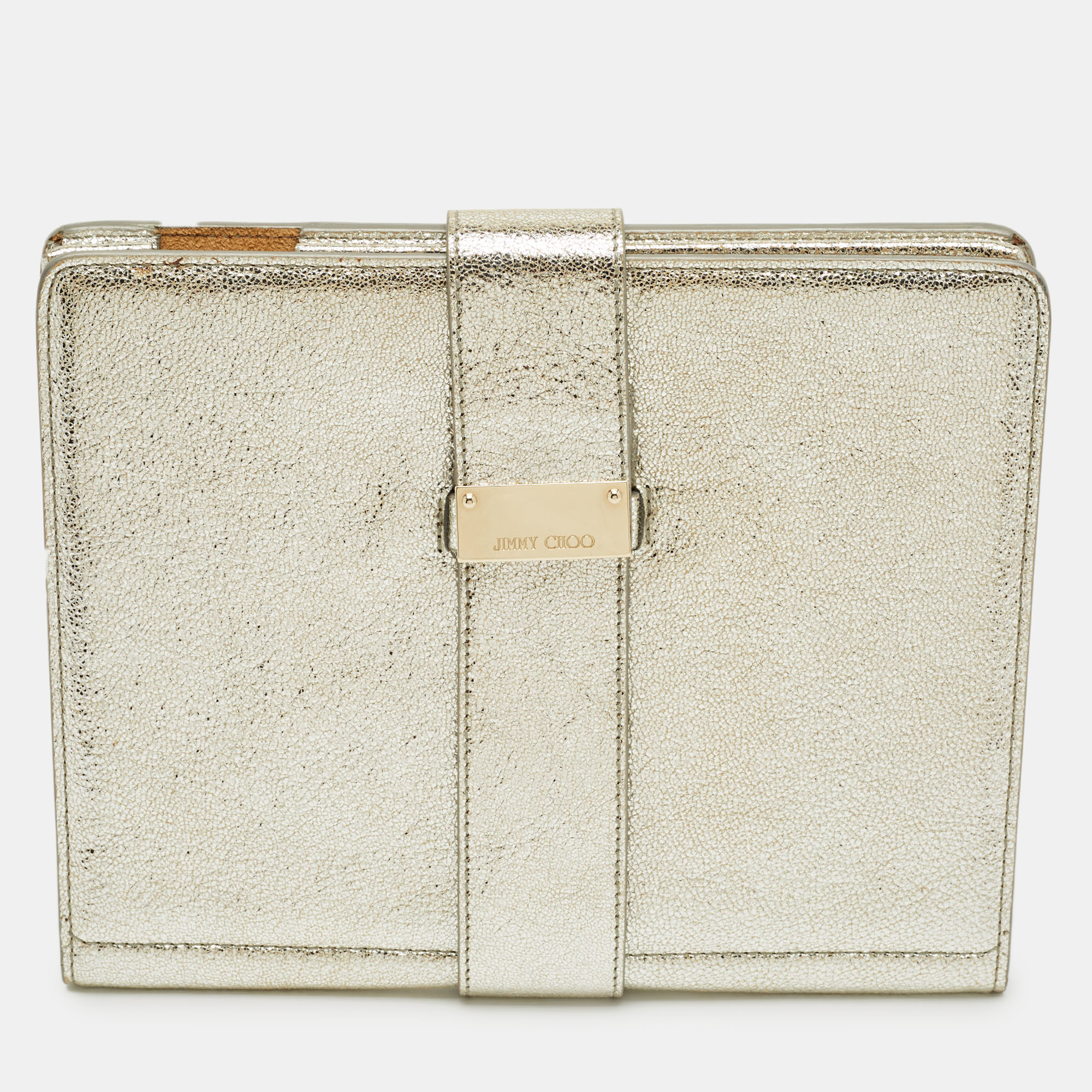 

Jimmy Choo Silver Textured Foil Leather Flap Tablet Case