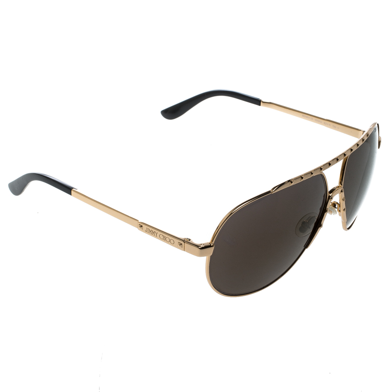 Jimmy Choo Gold/Black Benny Aviator Sunglasses