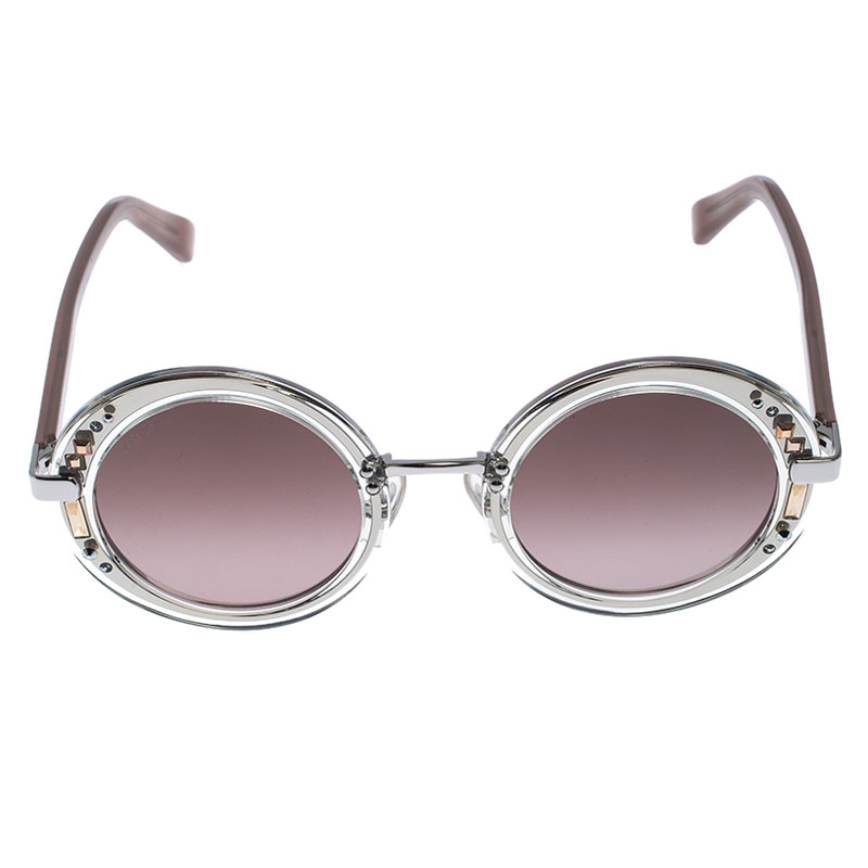 

Jimmy Choo Palladium/ Brown Gradient Crystal Embellished GEMS Round Sunglasses