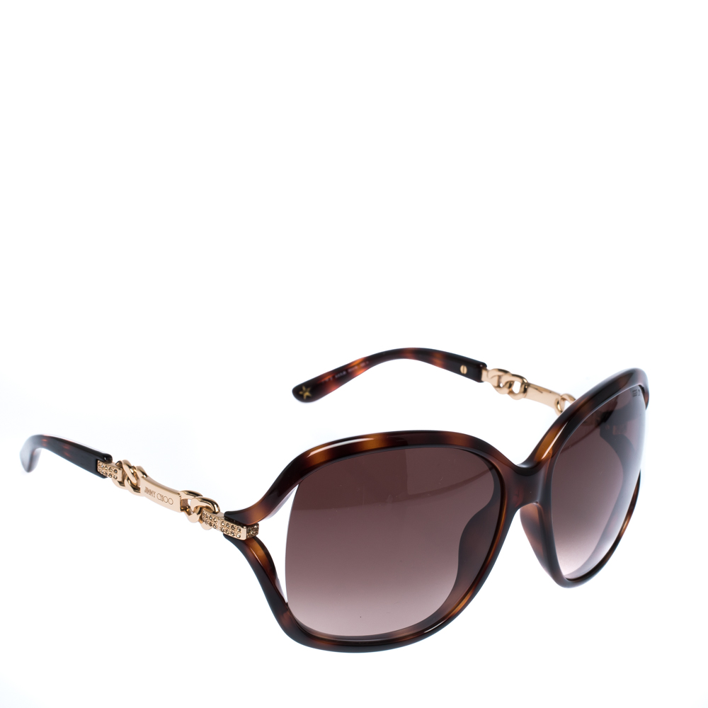 Jimmy Choo Brown Tortoise Gradient Oversize Sunglasses