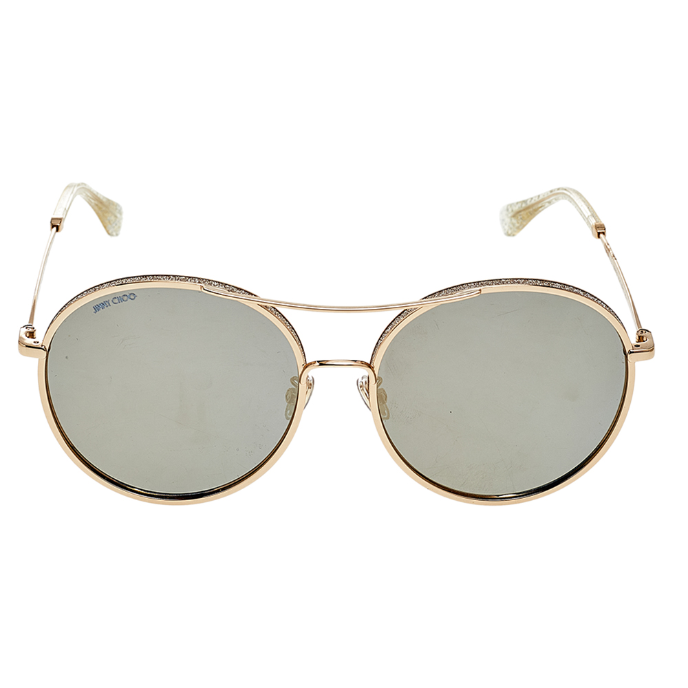 

Jimmy Choo Crystal & Gold Tone / Grey J5GJO Leni Round Sunglasses