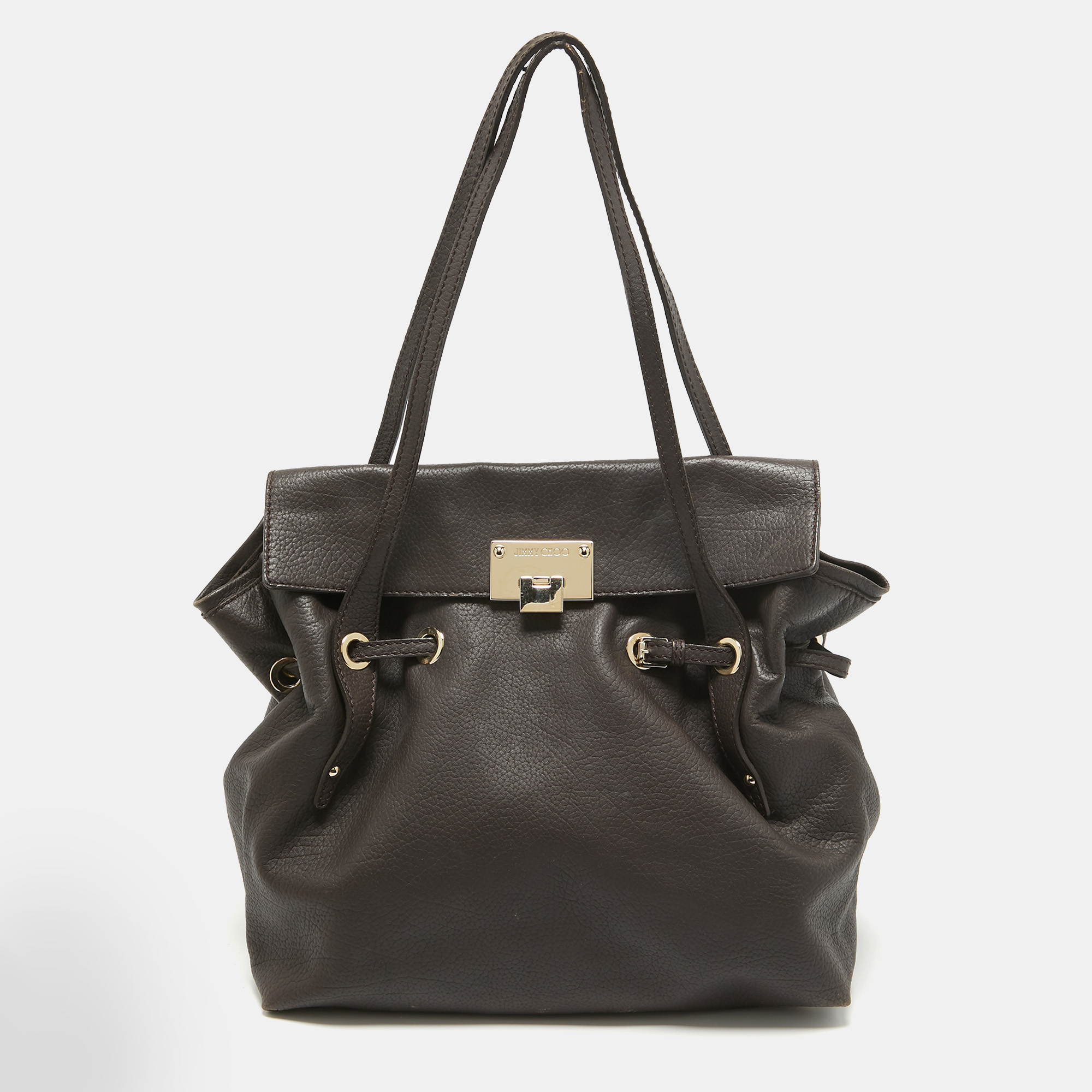 Pre-owned Jimmy Choo Choco Brown Leather Tote