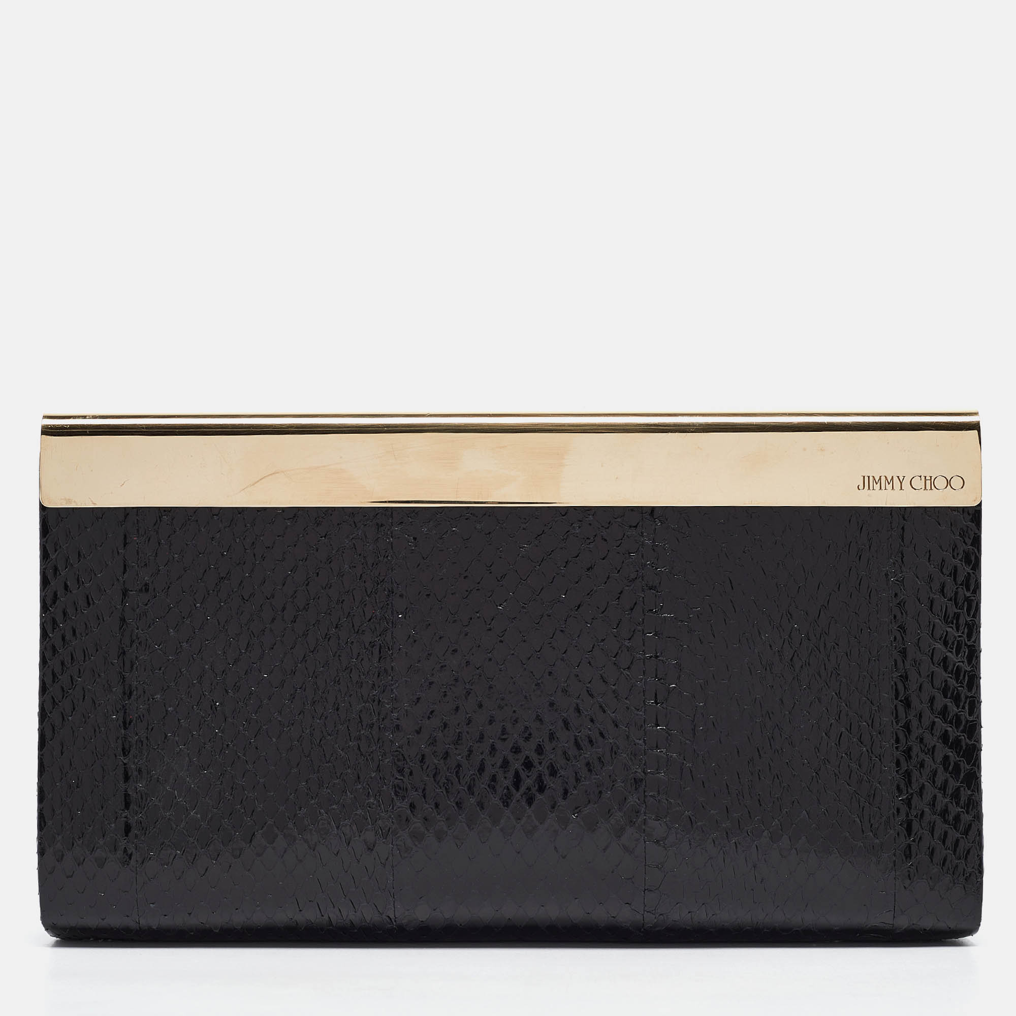 

Jimmy Choo Black/Gold Snakeskin Cayla Clutch