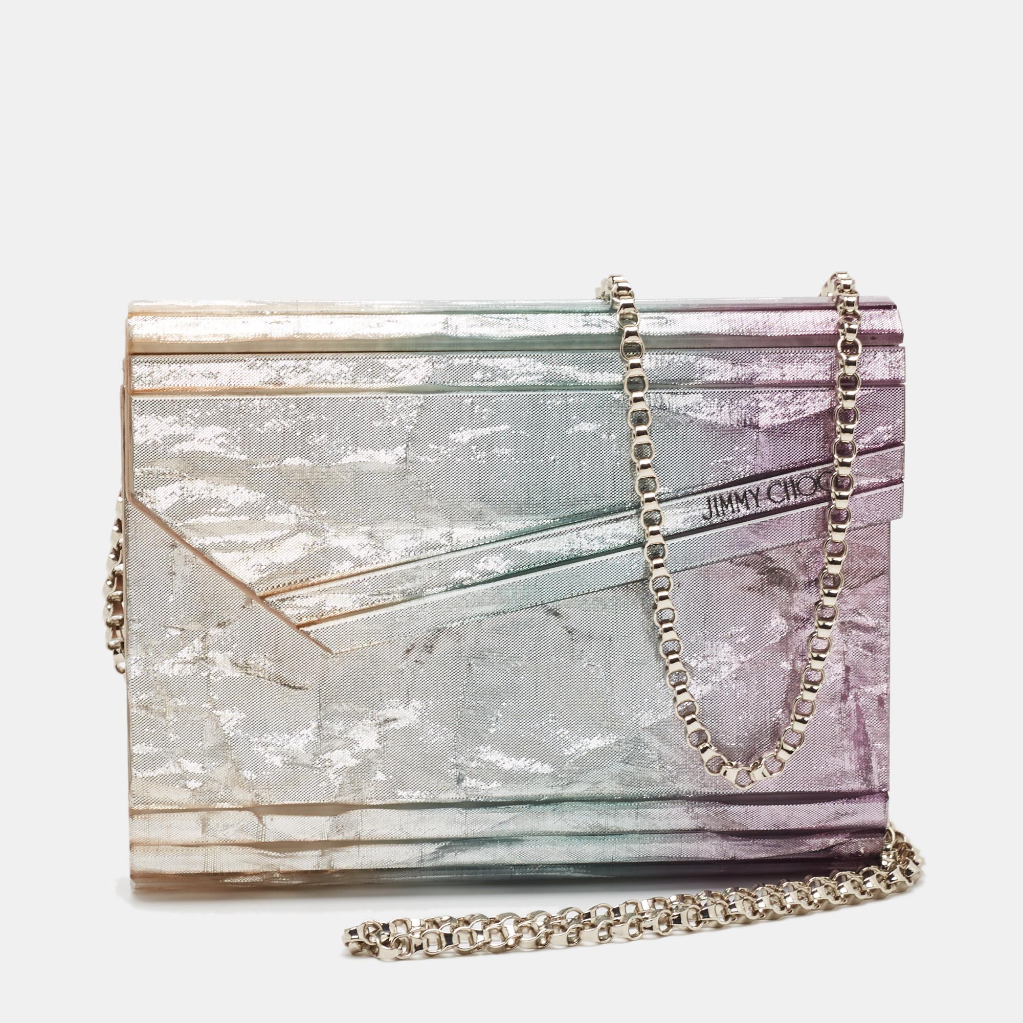 

Jimmy Choo Multicolor Acrylic and Velvet Candy Chain Clutch