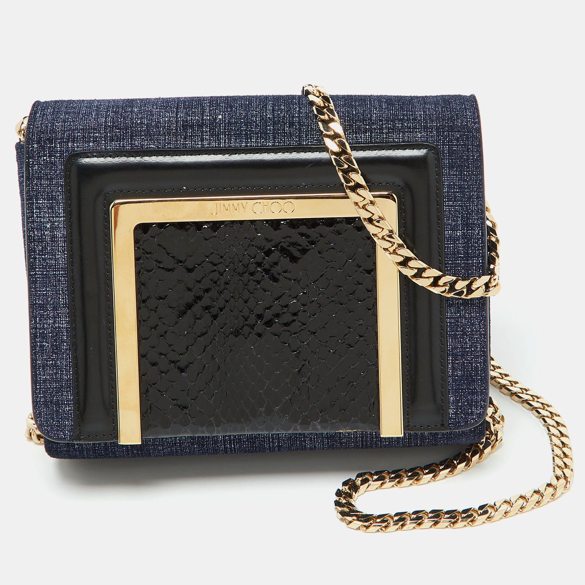 

Jimmy Choo Blue/Black Denim and Snakeskin Ava Crossbody Bag