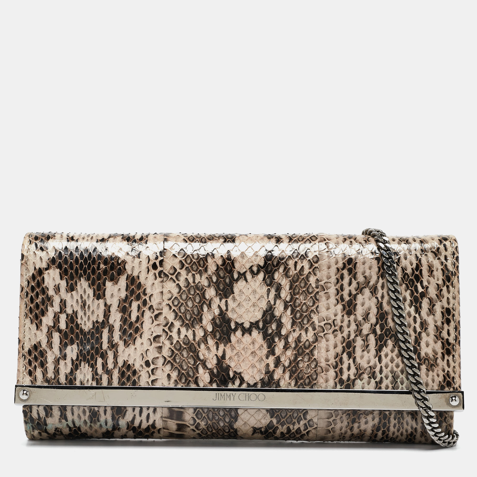 

Jimmy Choo Grey Elaphe Milla Chain Clutch