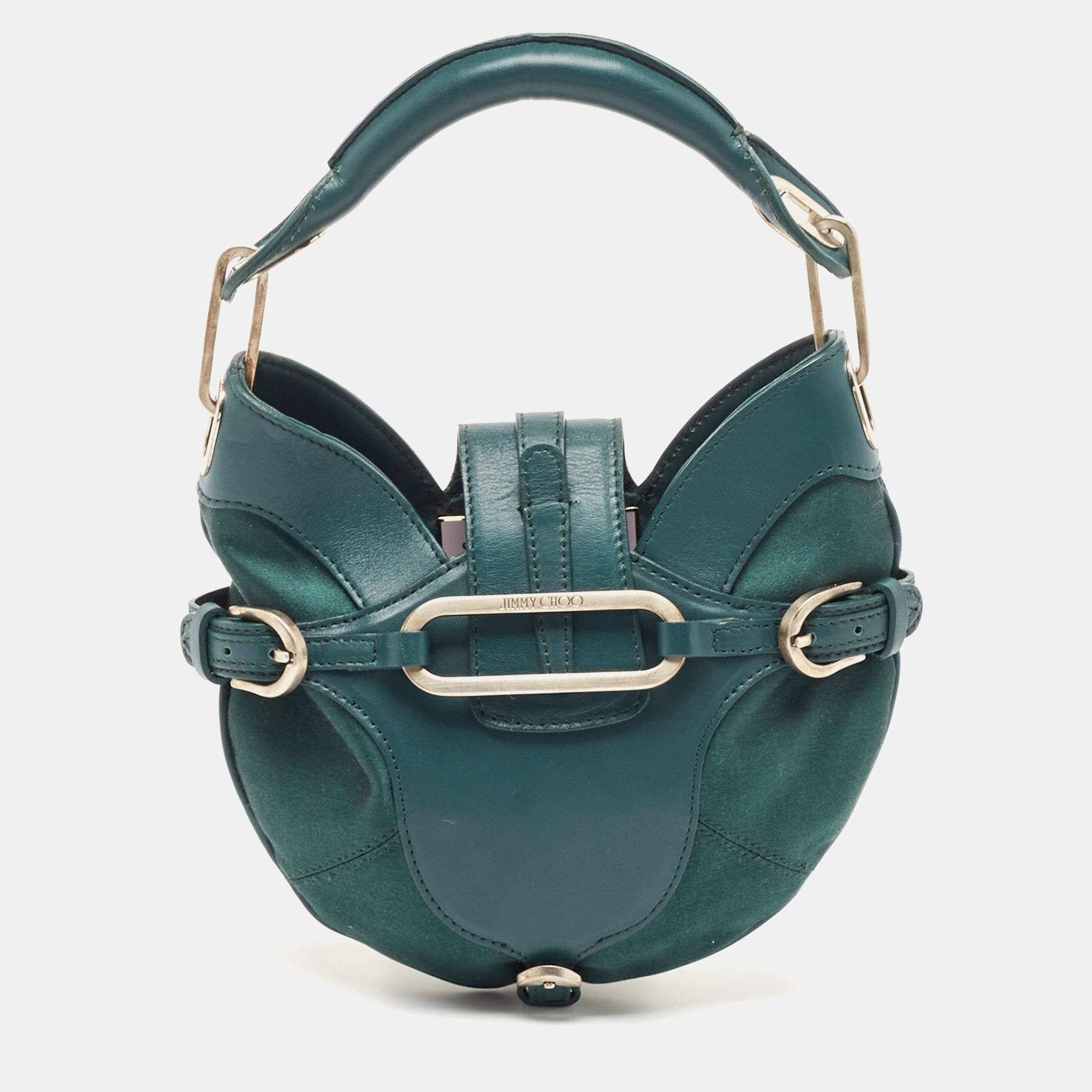 

Jimmy Choo Green Leather and Satin Mini Tulita Hobo