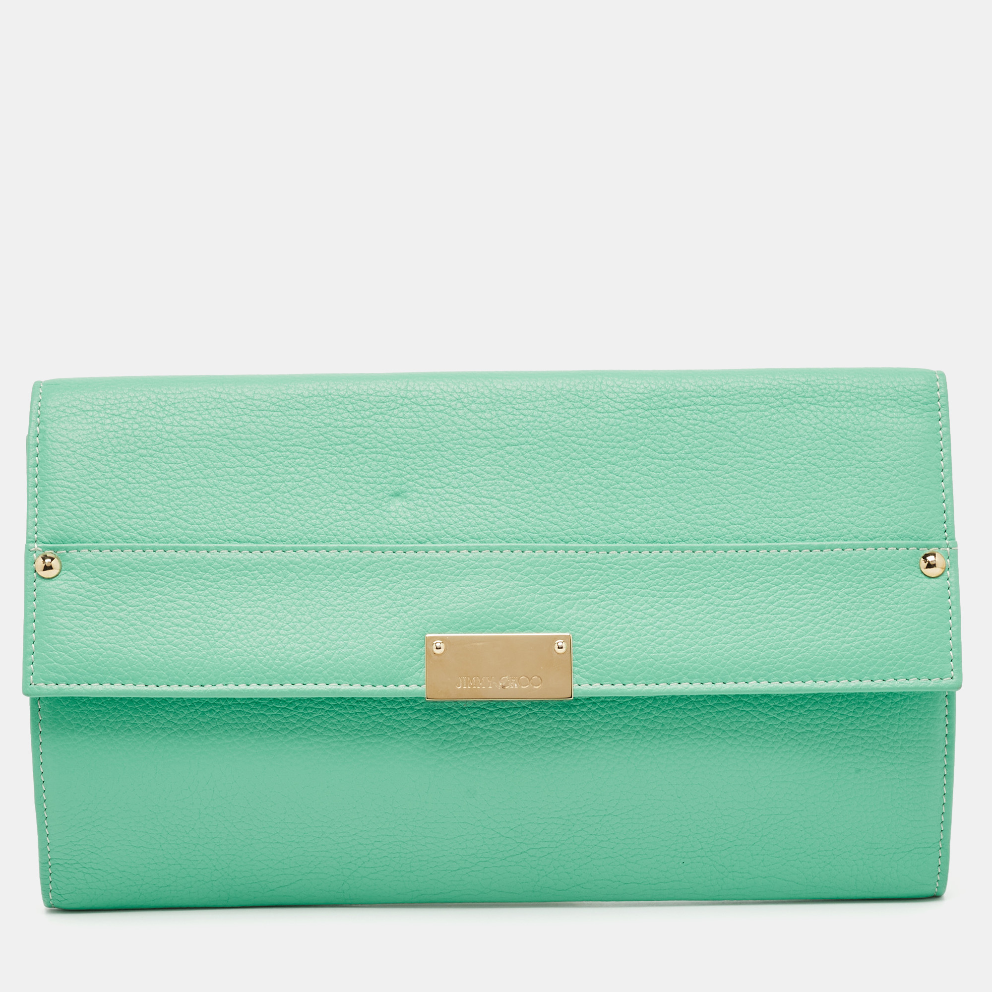 

Jimmy Choo Green Leather Reese Clutch