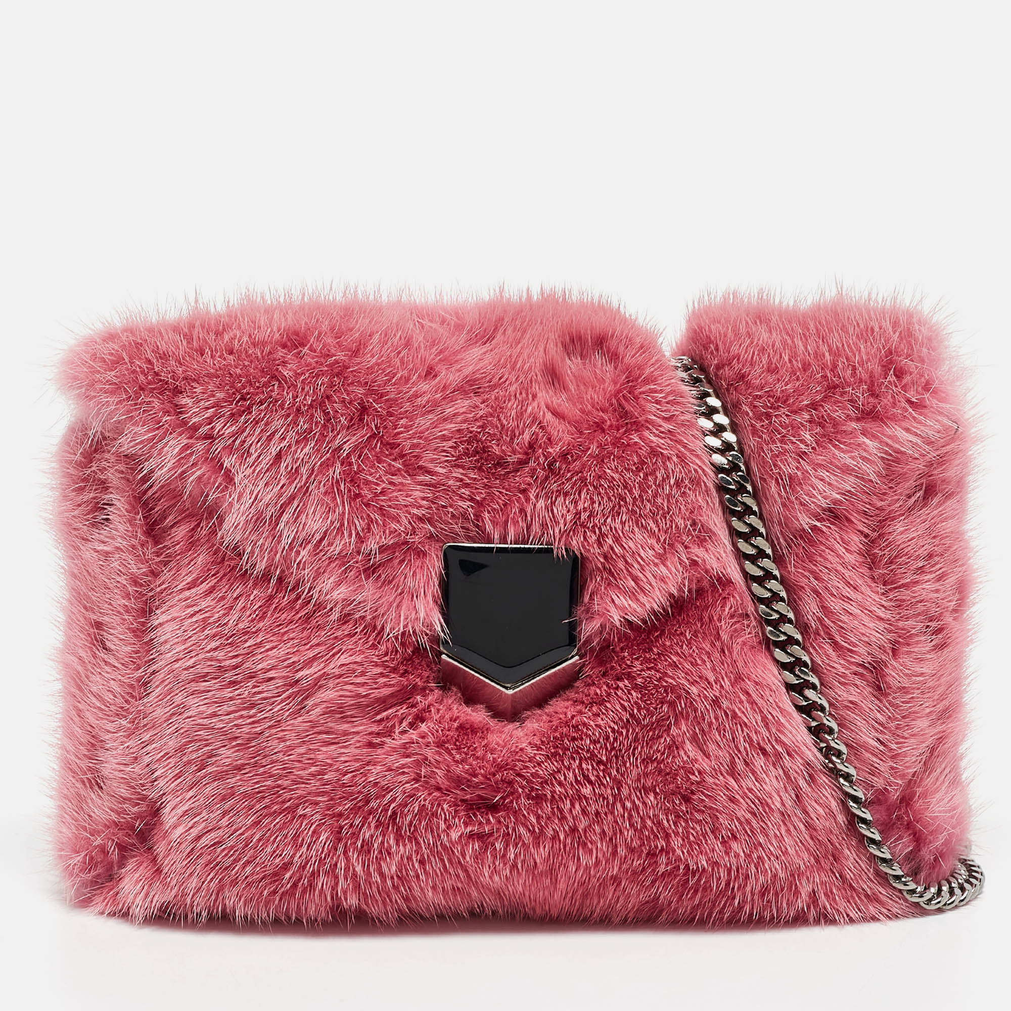 

Jimmy Choo Candy Pink Mink Fur Lockett Envelope Mini Clutch