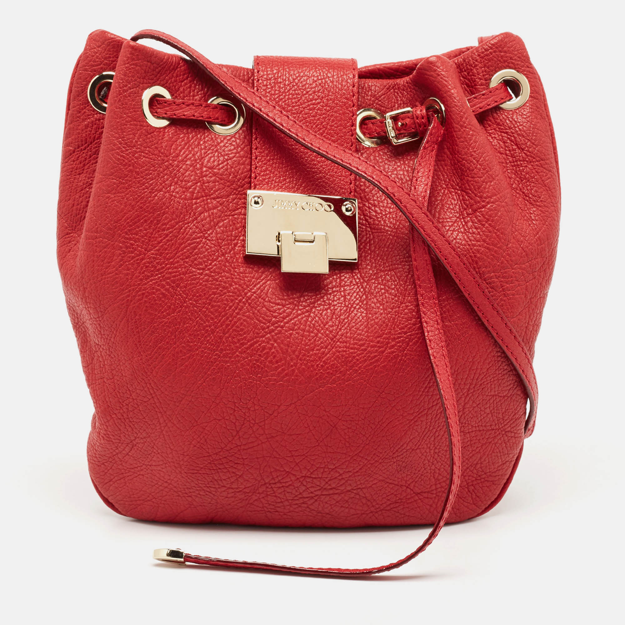 

Jimmy Choo Red Leather Drawstring Bag