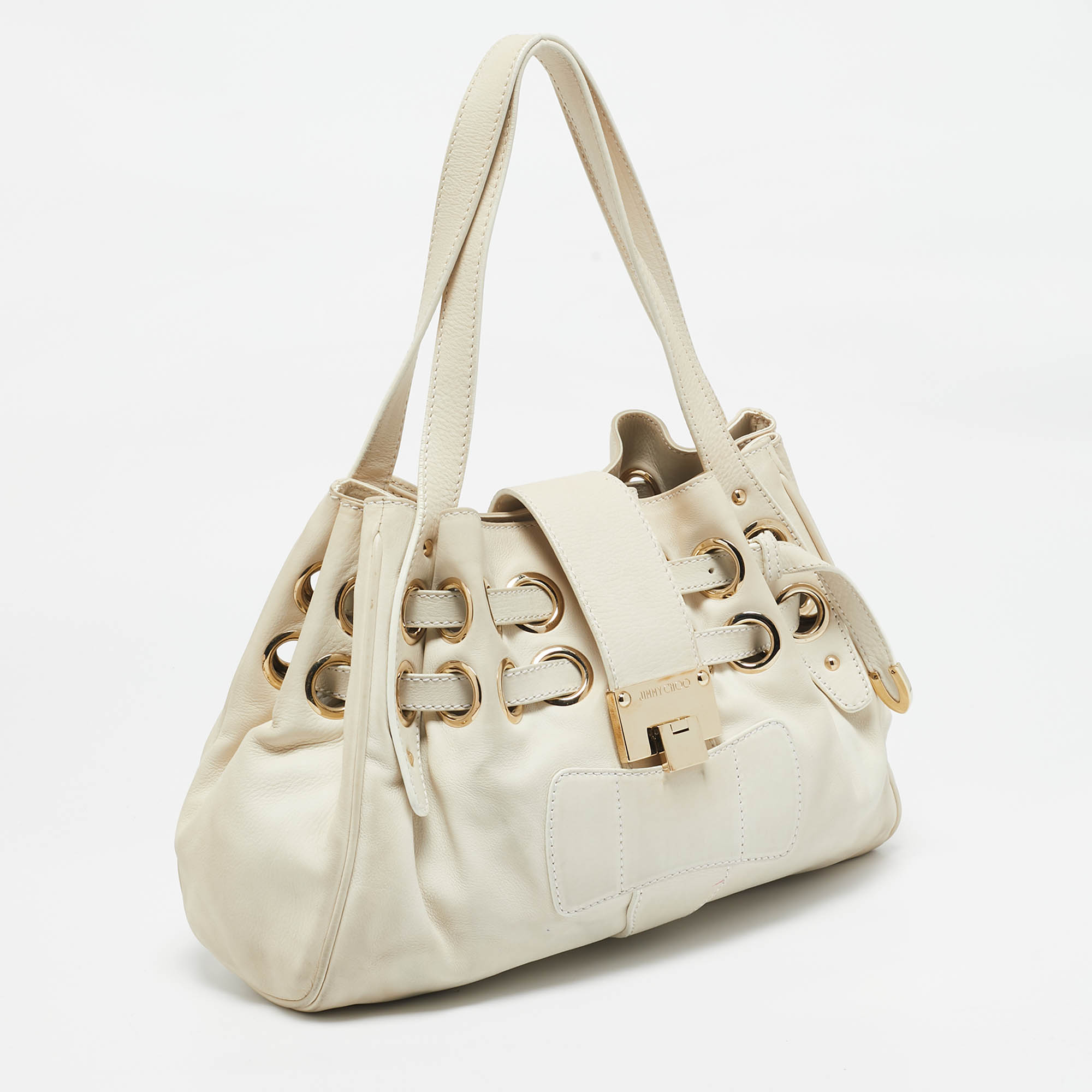 Jimmy Choo Off White Leather Riki Tote 