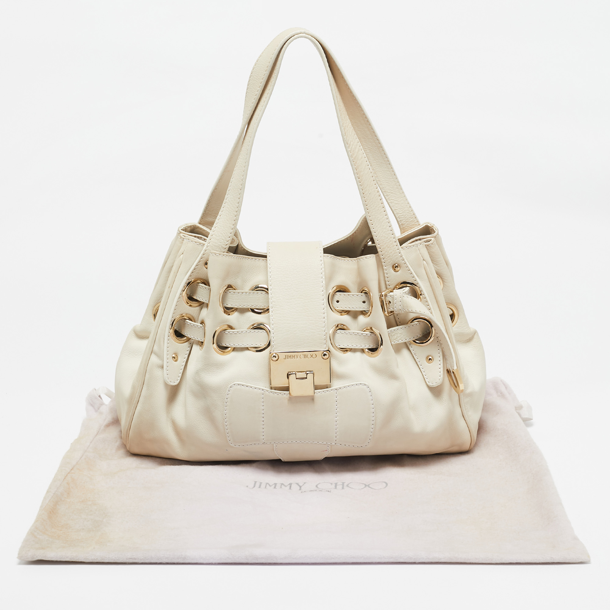 Jimmy Choo Off White Leather Riki Tote 