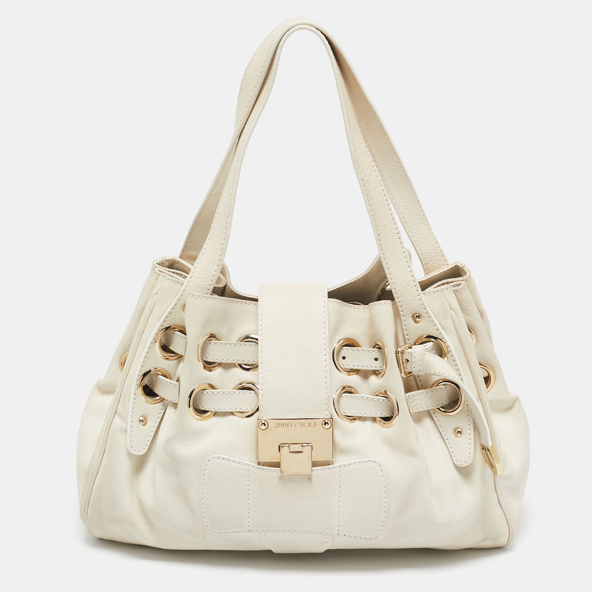 

Jimmy Choo Off White Leather Riki Tote