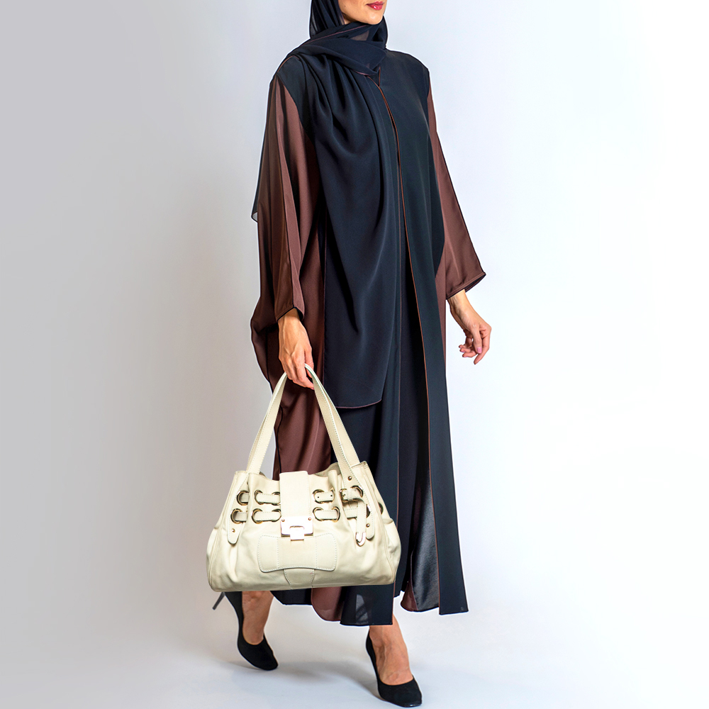 Jimmy Choo Off White Leather Riki Tote 