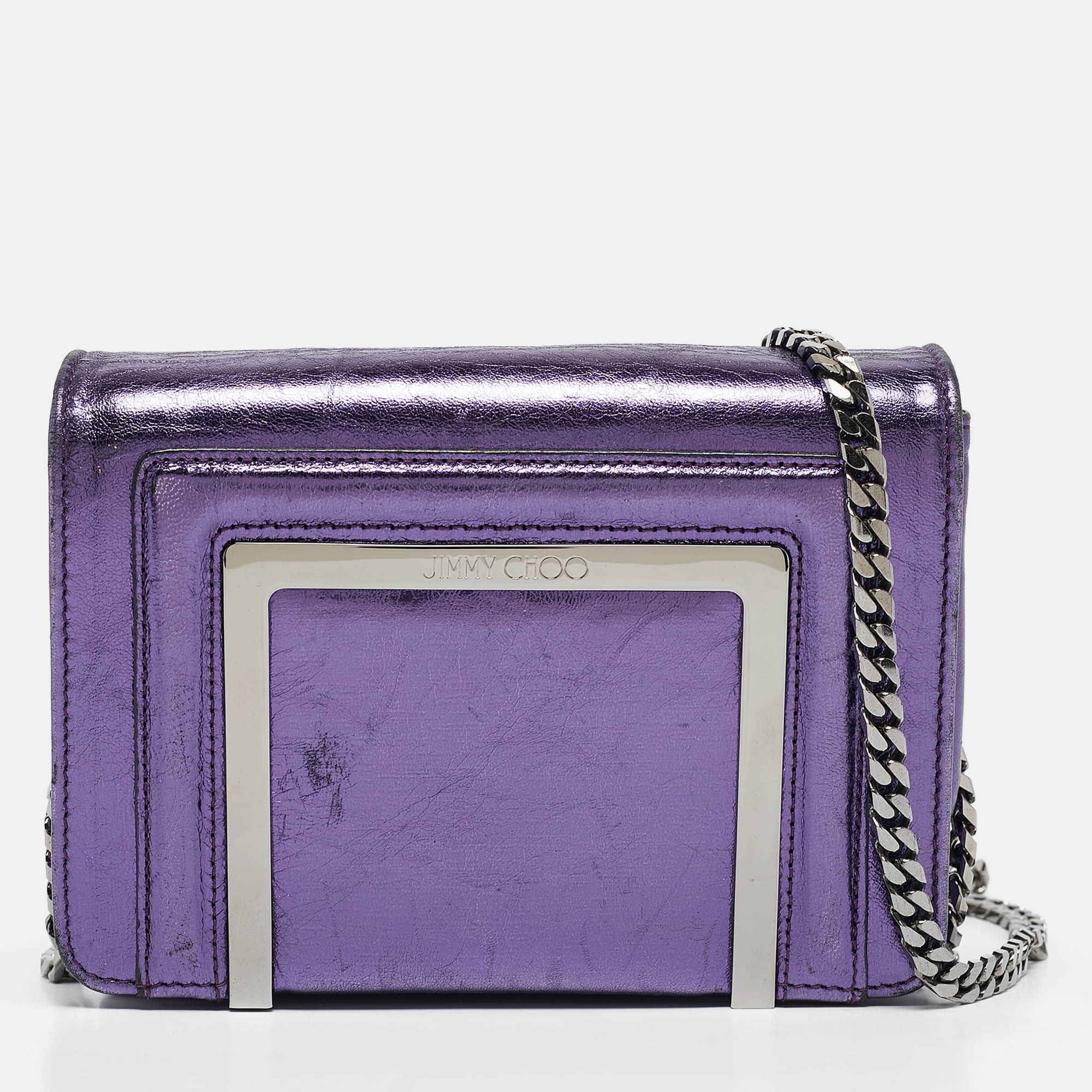 

Jimmy Choo Metallic Purple Leather Ava Crossbody Bag