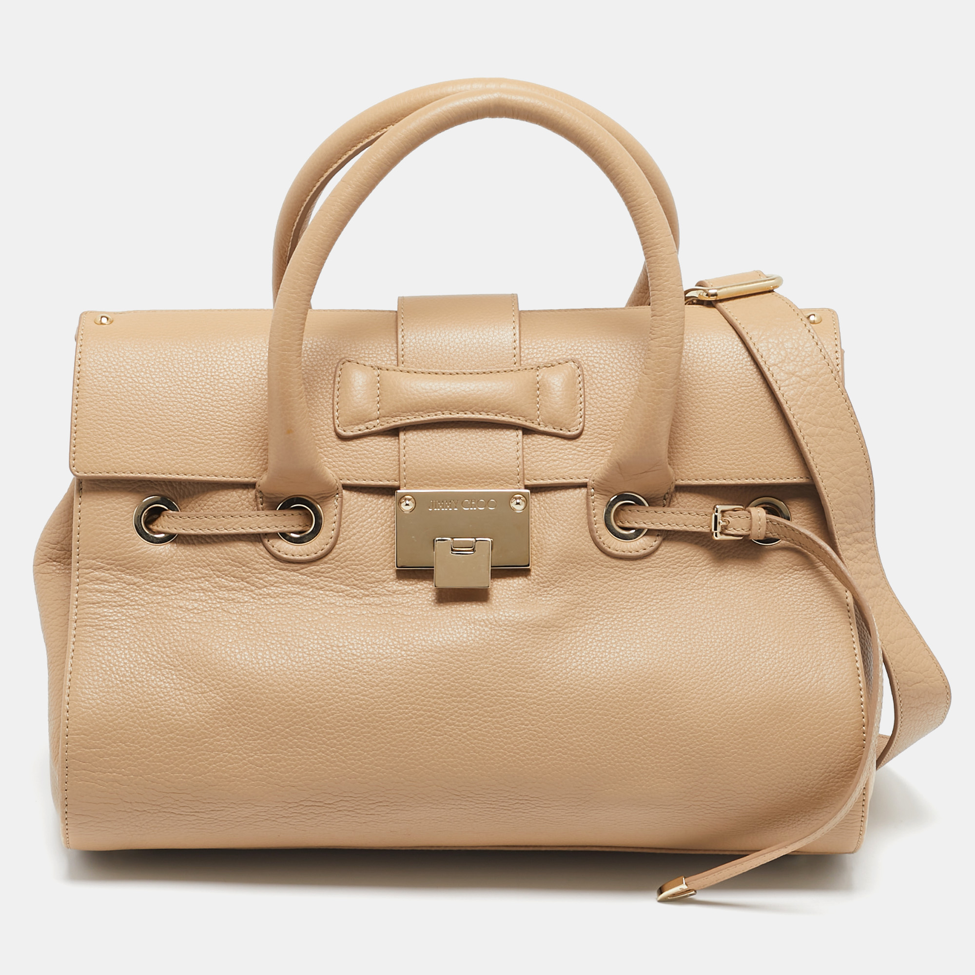 

Jimmy Choo Beige Leather Rosalie Top Handle Bag