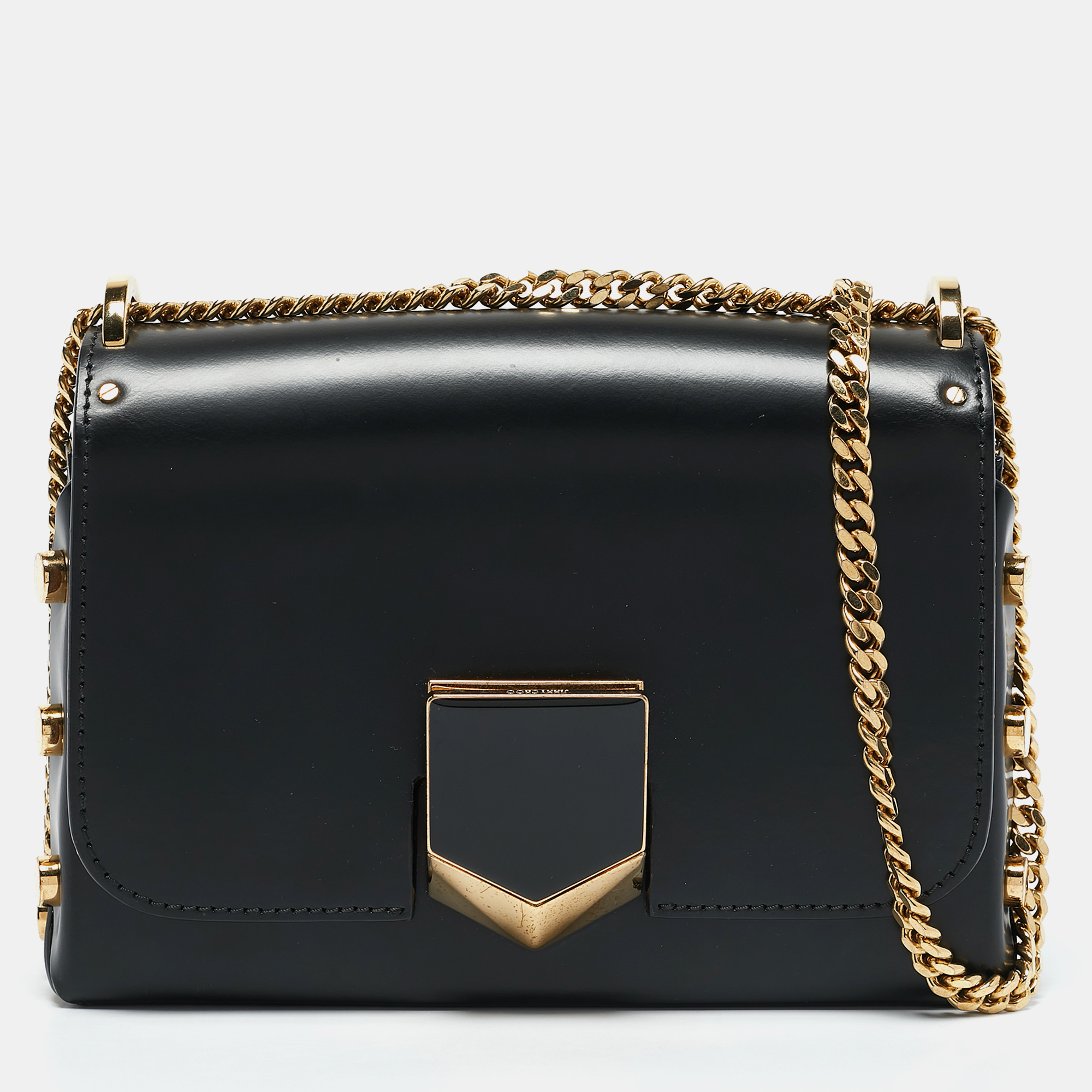 

Jimmy Choo Black Leather Lockett City Shoulder Bag