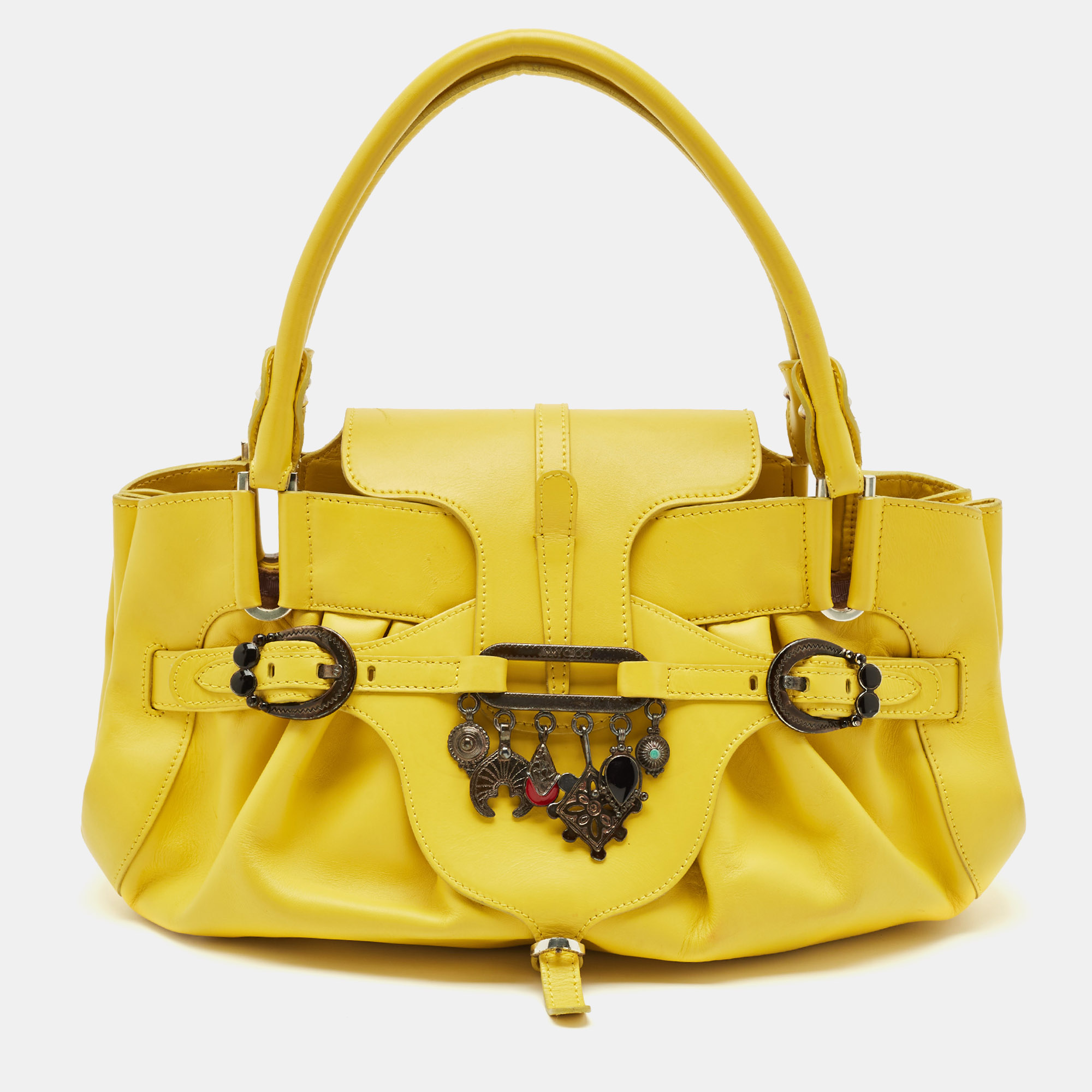 

Jimmy Choo Yellow Leather Tulita Charm Shoulder Bag