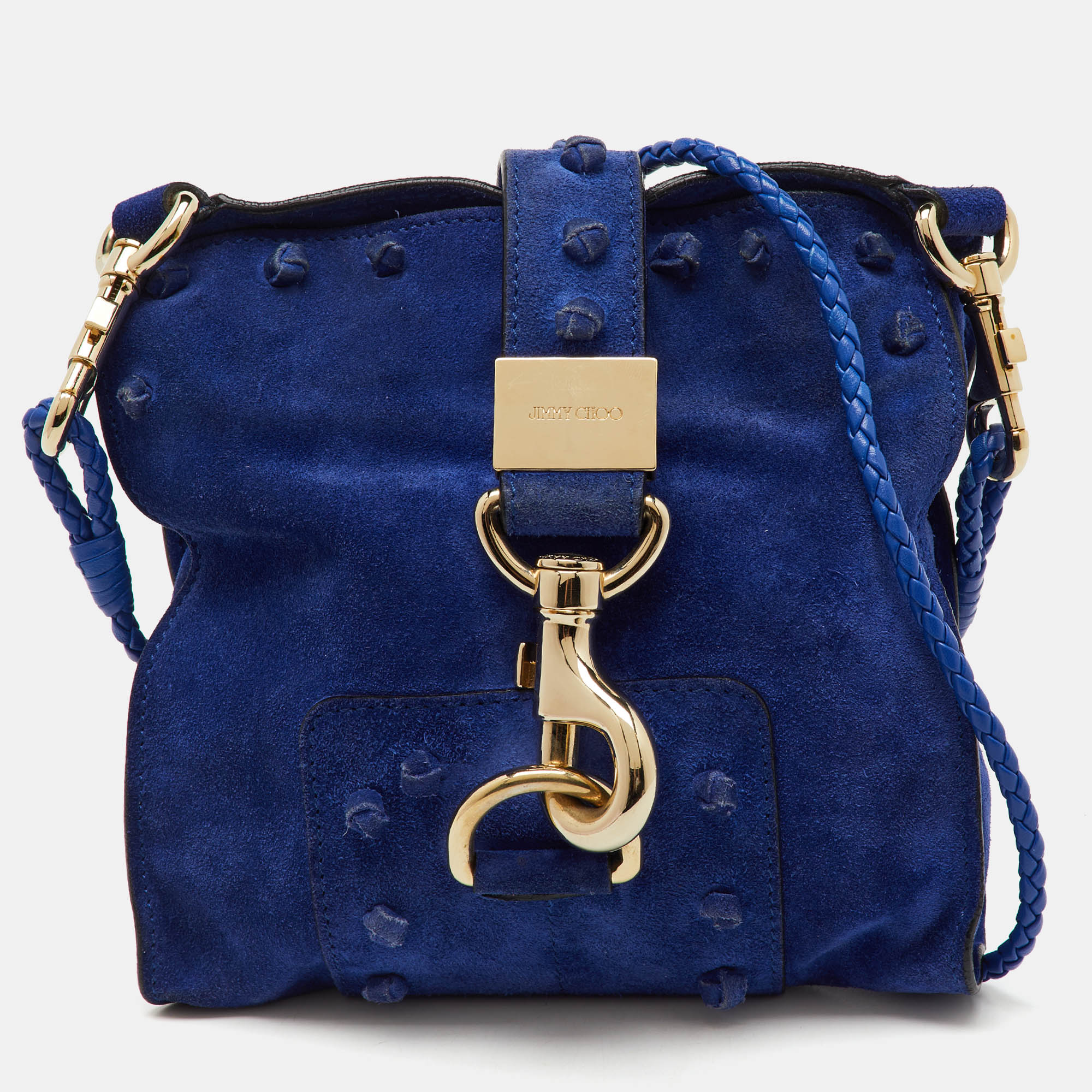 

Jimmy Choo Blue Suede Flap Crossbody Bag