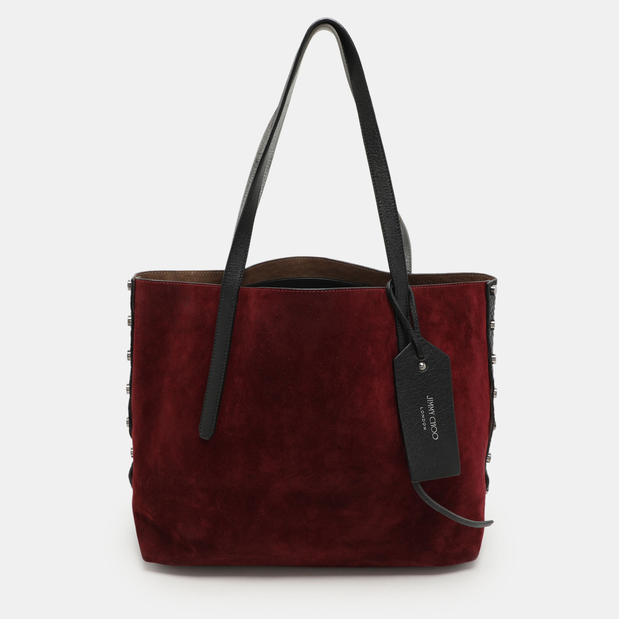 

Jimmy Choo Burgundy Leather and Suede Twist Tote