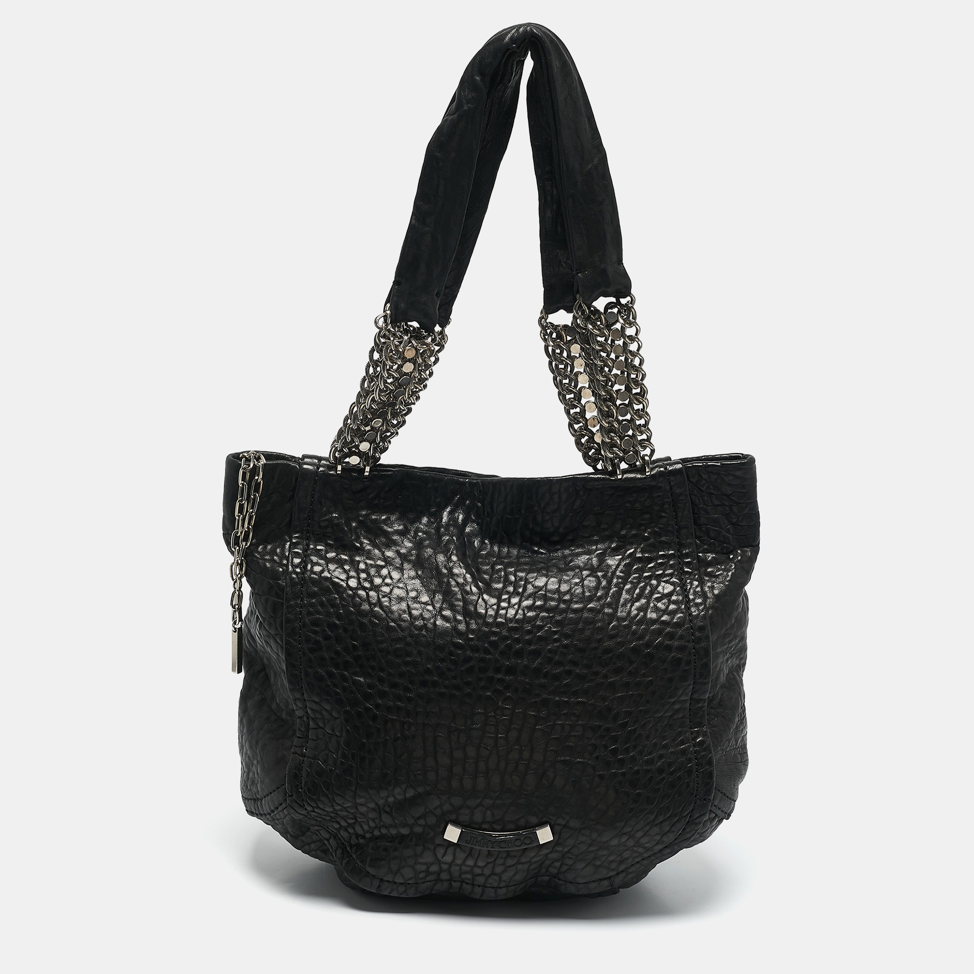 

Jimmy Choo Black Pebbled Leather Large Nica Tote