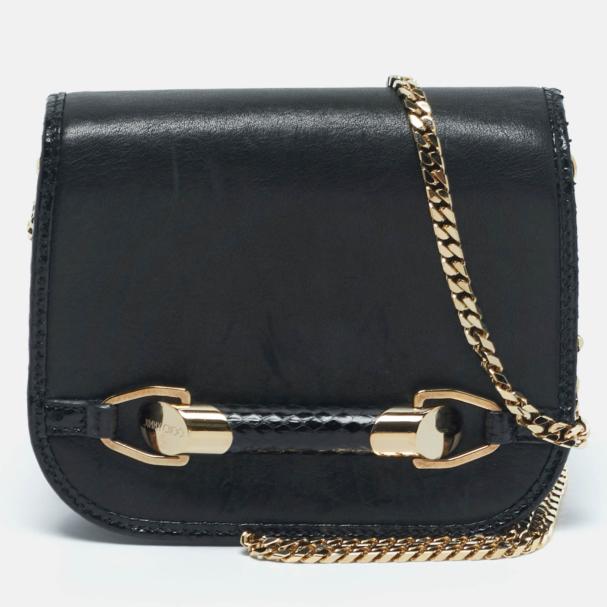 

Jimmy Choo Black Leather and Snakeskin Zadie Crossbody Bag