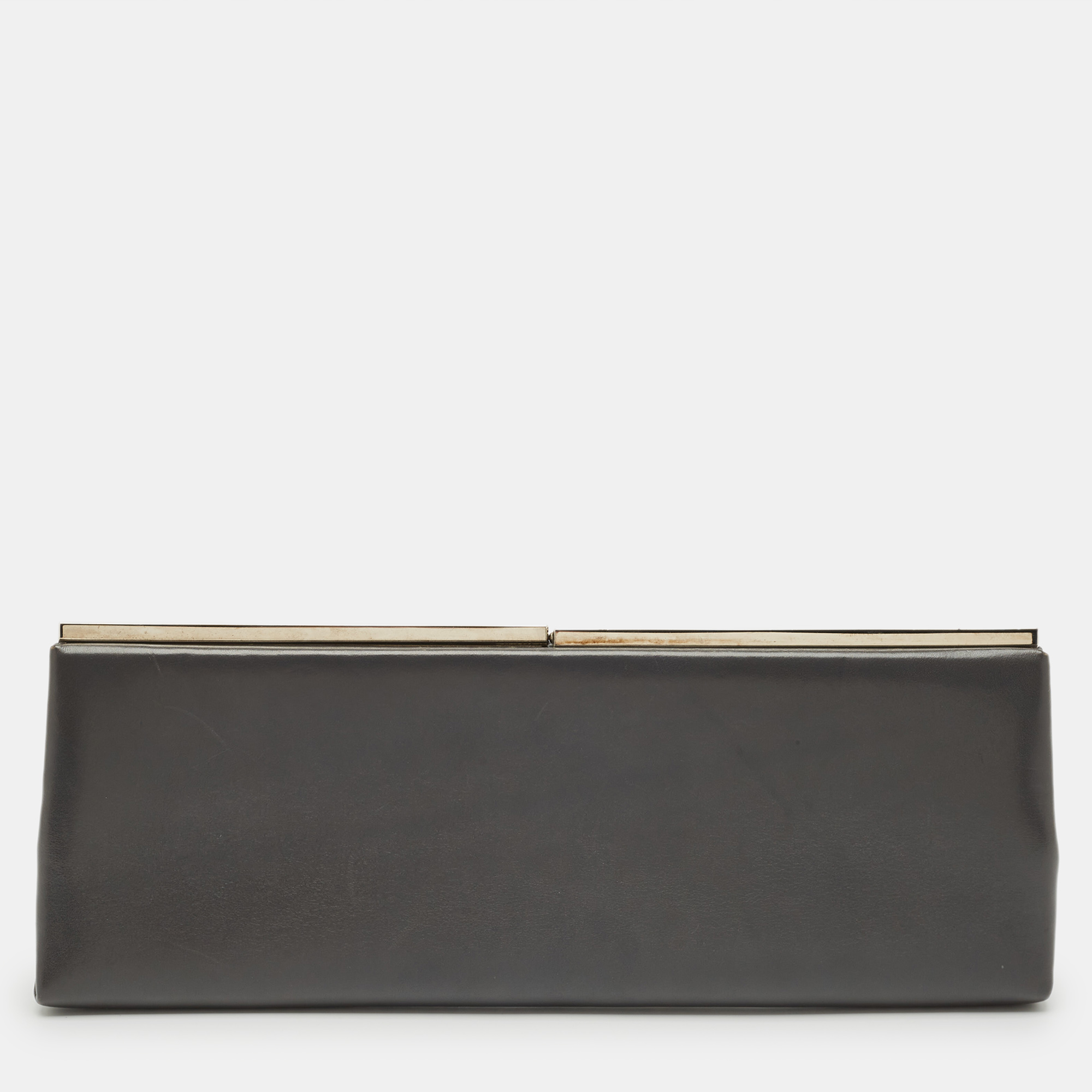 

Jimmy Choo Grey Leather Frame Clutch
