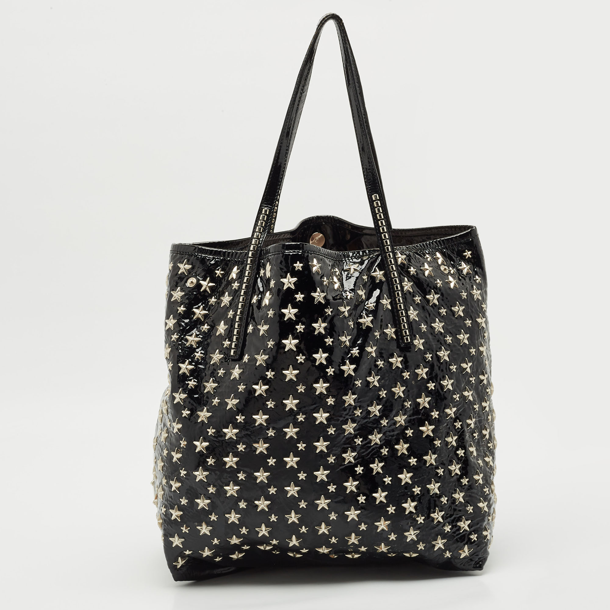 

Jimmy Choo Black Patent Leather Sasha Star Studded Tote