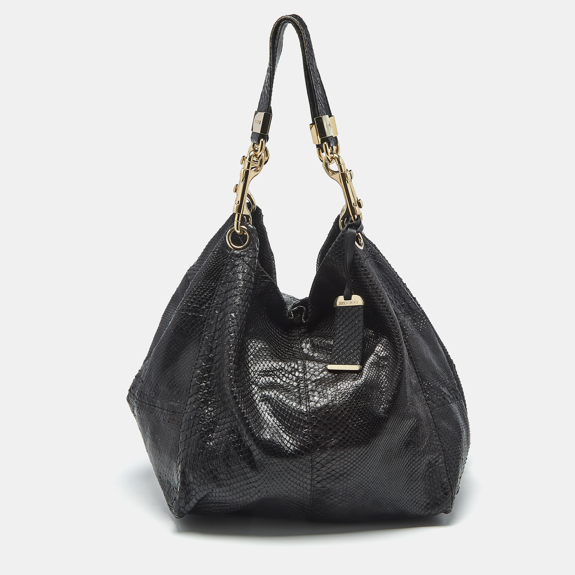 Pre-owned Jimmy Choo Black Python Lola Hobo