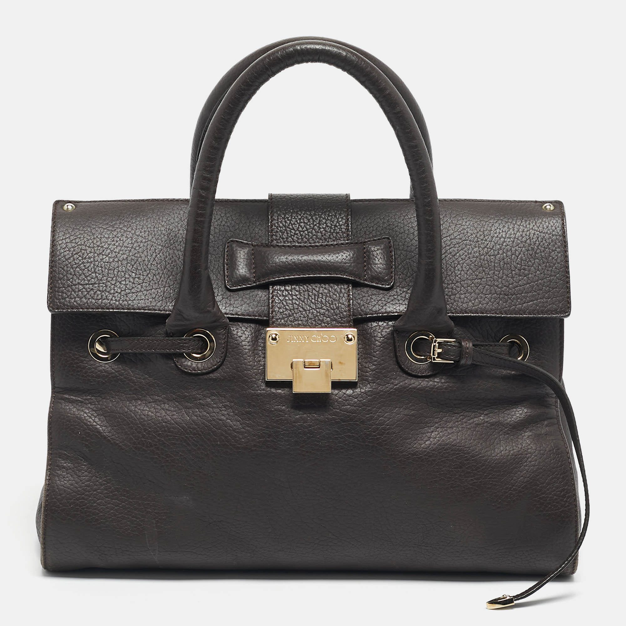 

Jimmy Choo Cacao Leather Rosalie Satchel, Brown