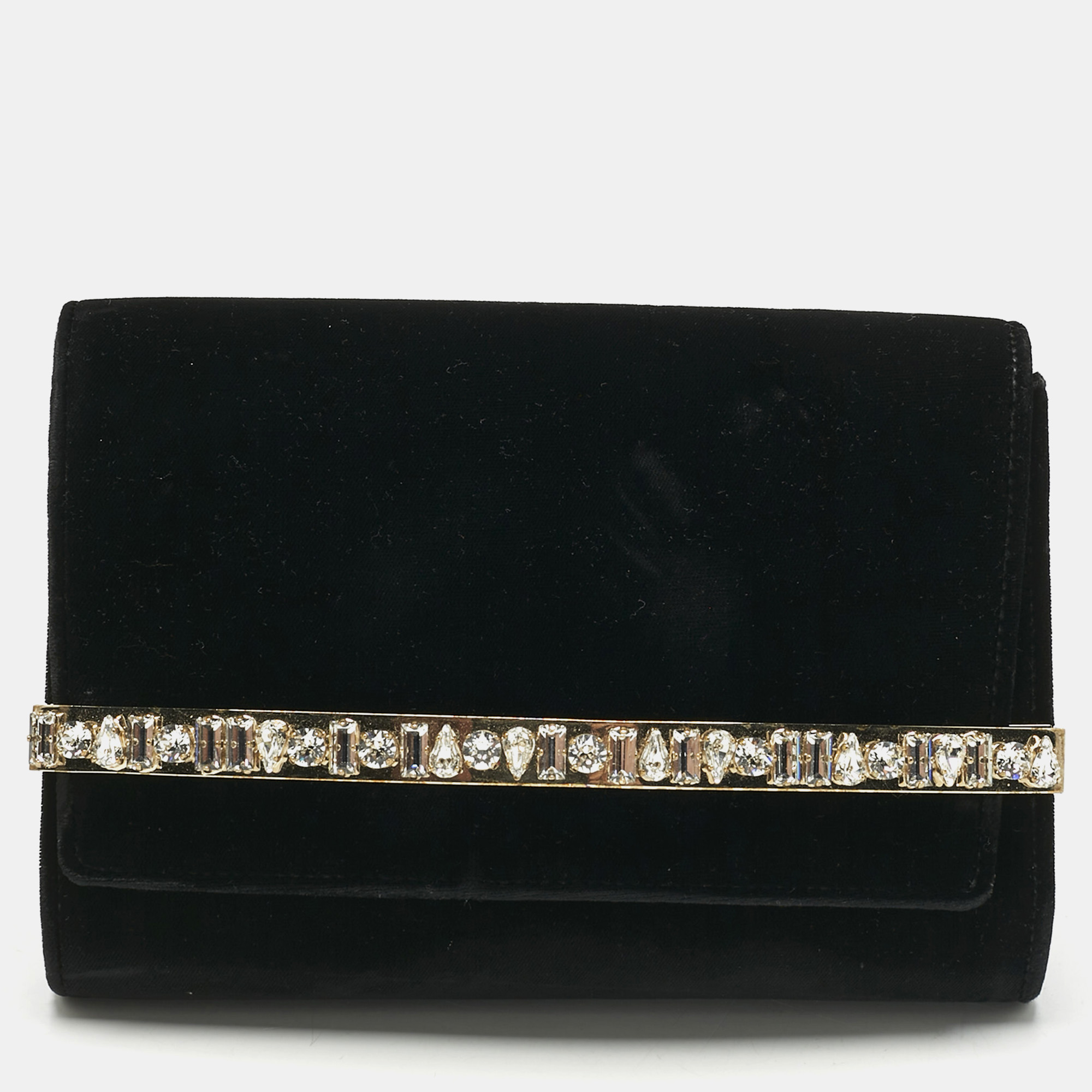 

Jimmy Choo Black Velvet Crystal Embellished Clutch